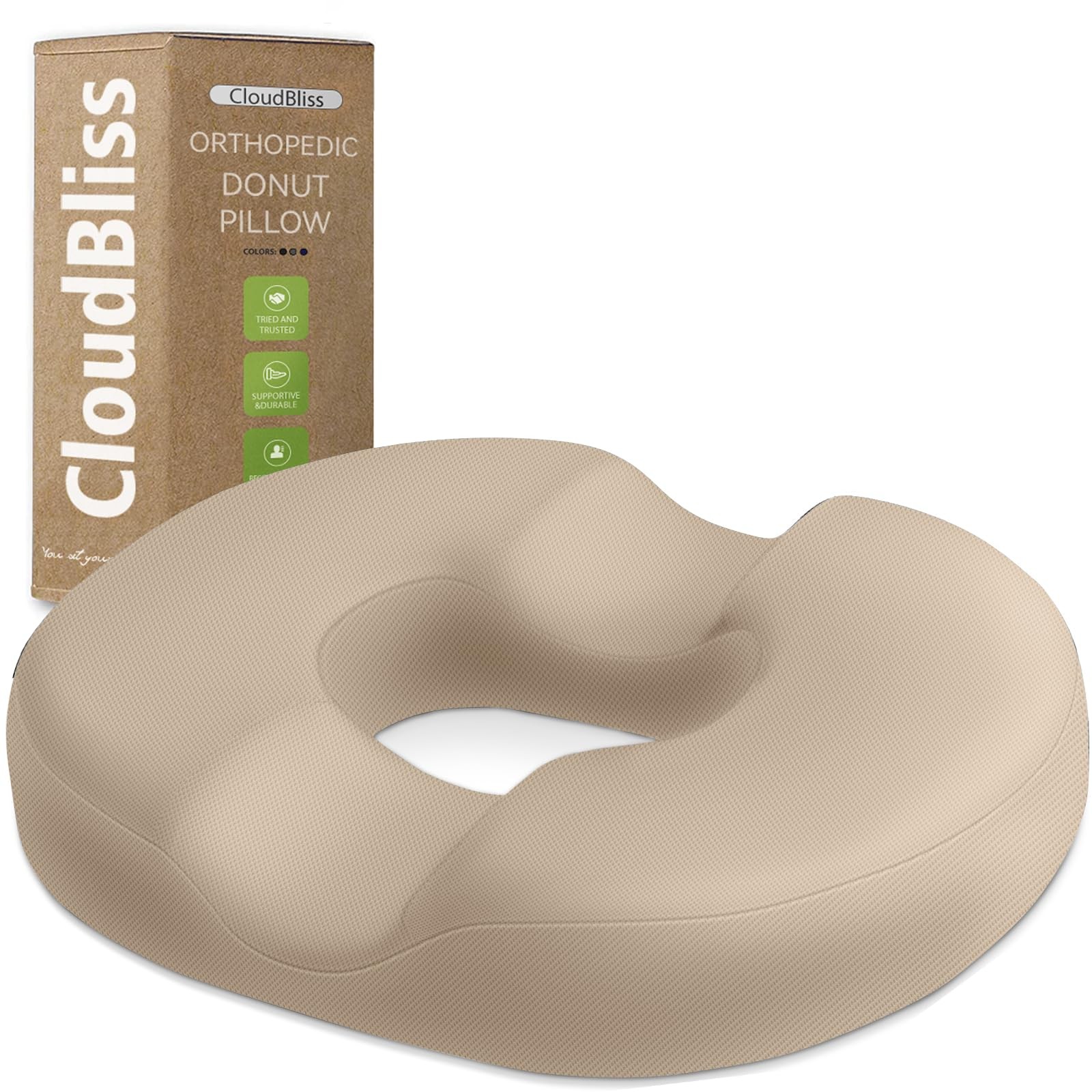 Donut Pillow Stadium Seat Cushion for Tailbone Pain Relief and Hemorrhoids, M...