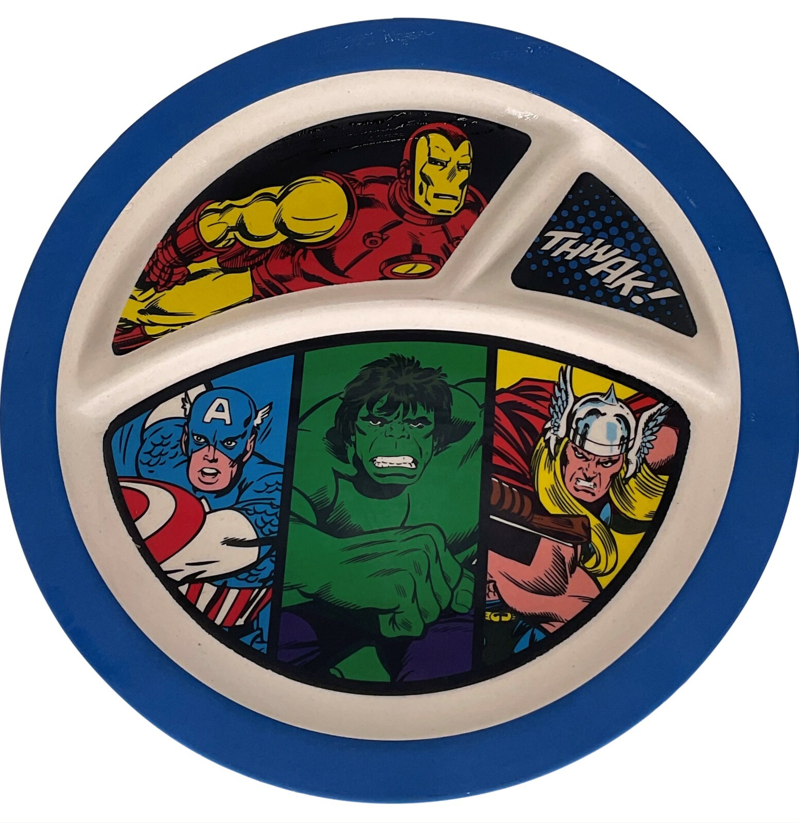 Marvel Avengers Thor Iron Man Captain America Hulk 9" Plate With Dividers
