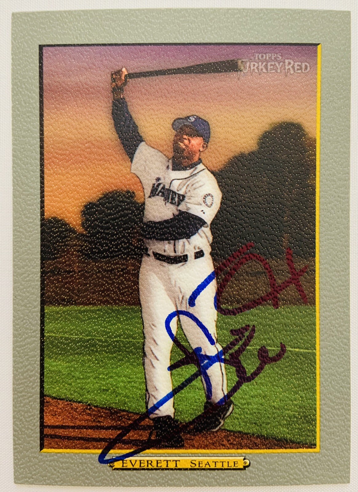 Carl Everett Seattle Mariners Signed 2006 Topps Turkey Red Card #495 COA Proof