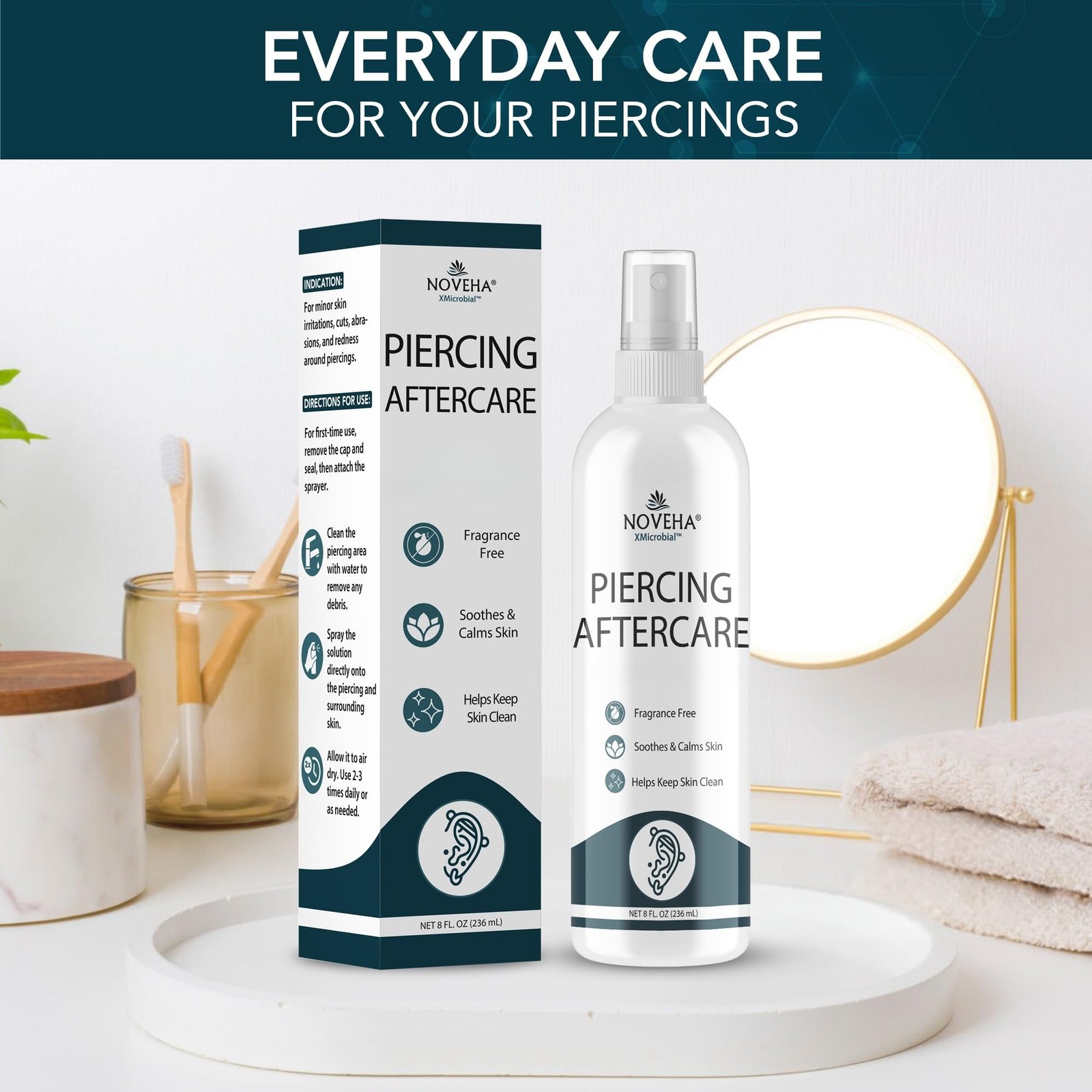 Piercing Aftercare Spray - Fast Cleaner Solution for Ear, Nose, and Belly Pie...