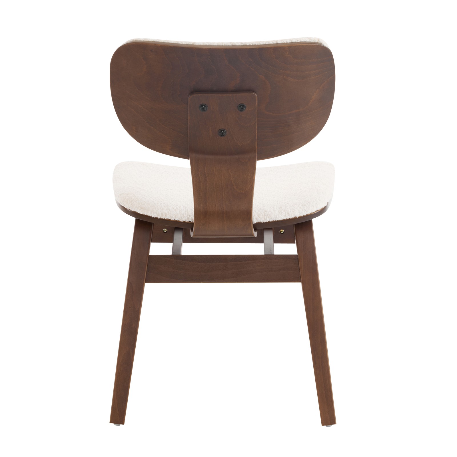 White Fabric Upholstered Side Chair with Walnut Legs, Modern Dining Chair