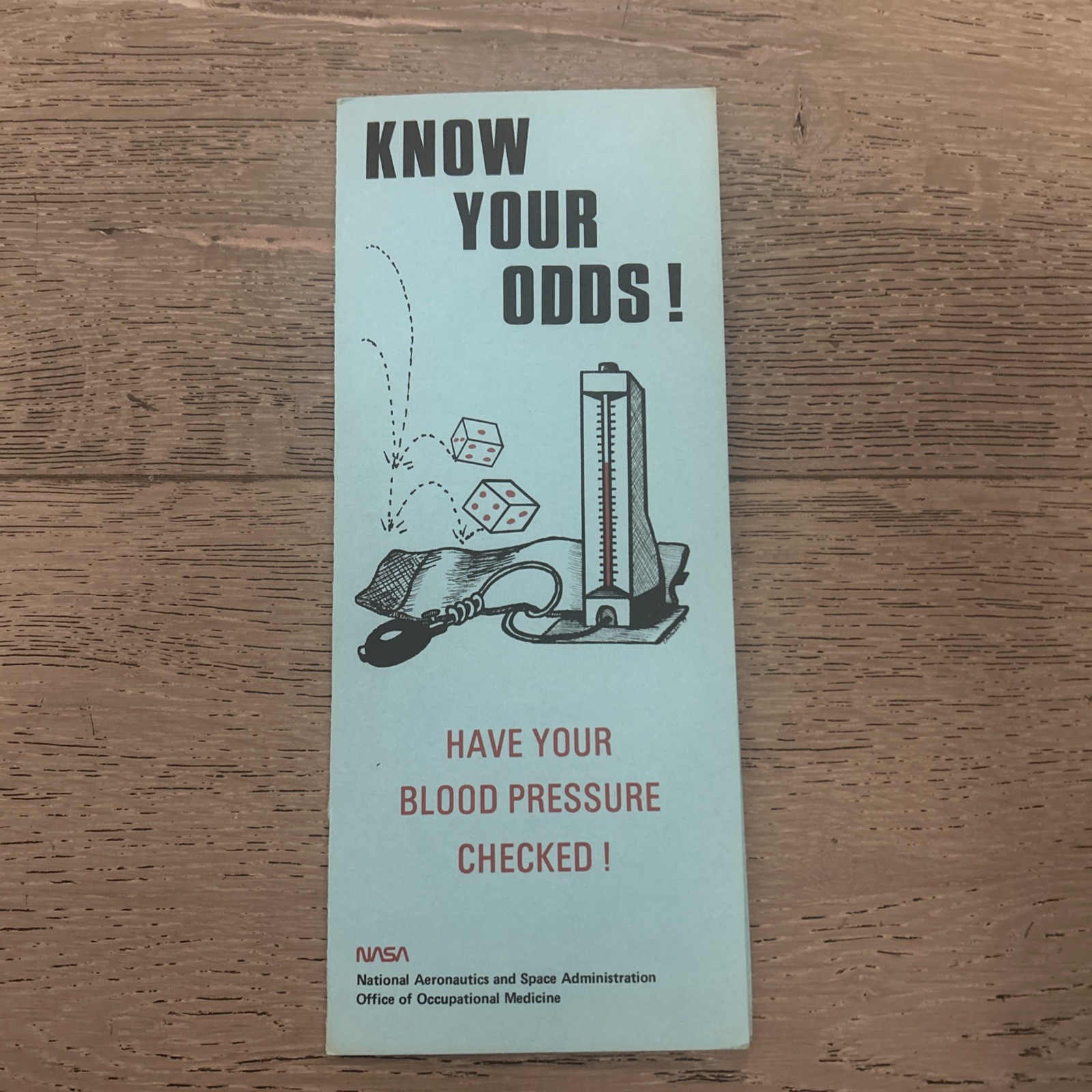 NASA 1980s EMPLOYEE HEALTH BULLETIN KNOW YOUR ODDS BLOOD PRESSURE