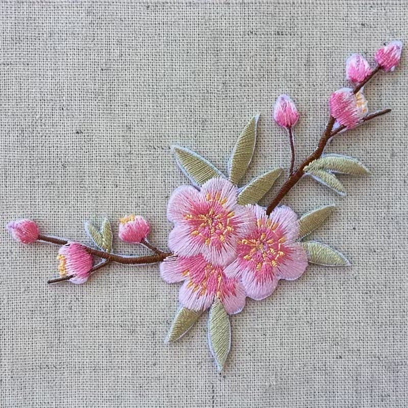 Embroidered Flower iron on patch applique 4 x 2+1/4 inch