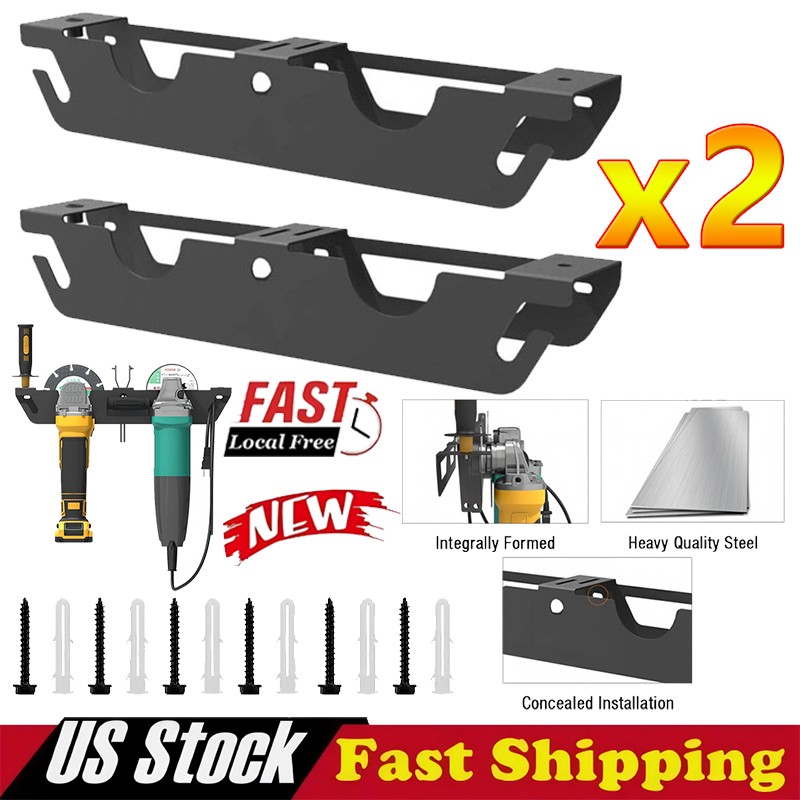 2X Angle Grinder Holder - 4 Bay Angle Grinder Rack/Stand Storage Rack Wall Mount
