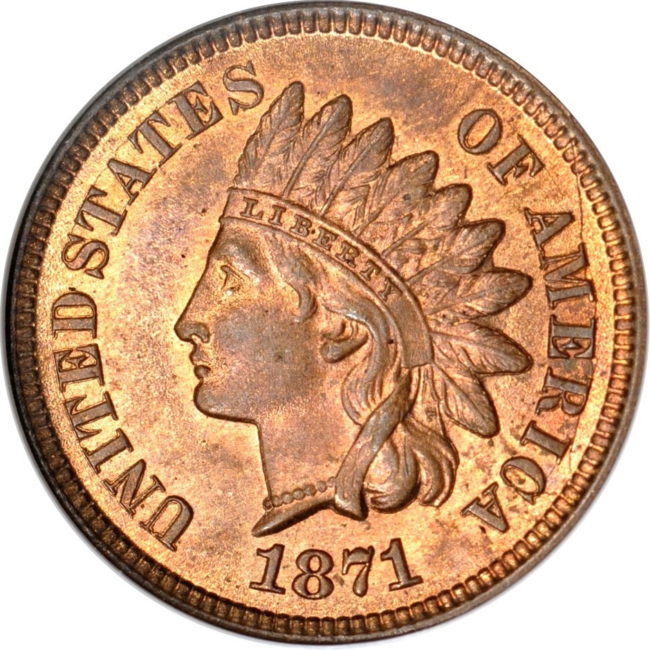 1871 1C Indian Cent NGC MS65RB (PHOTO SEAL)