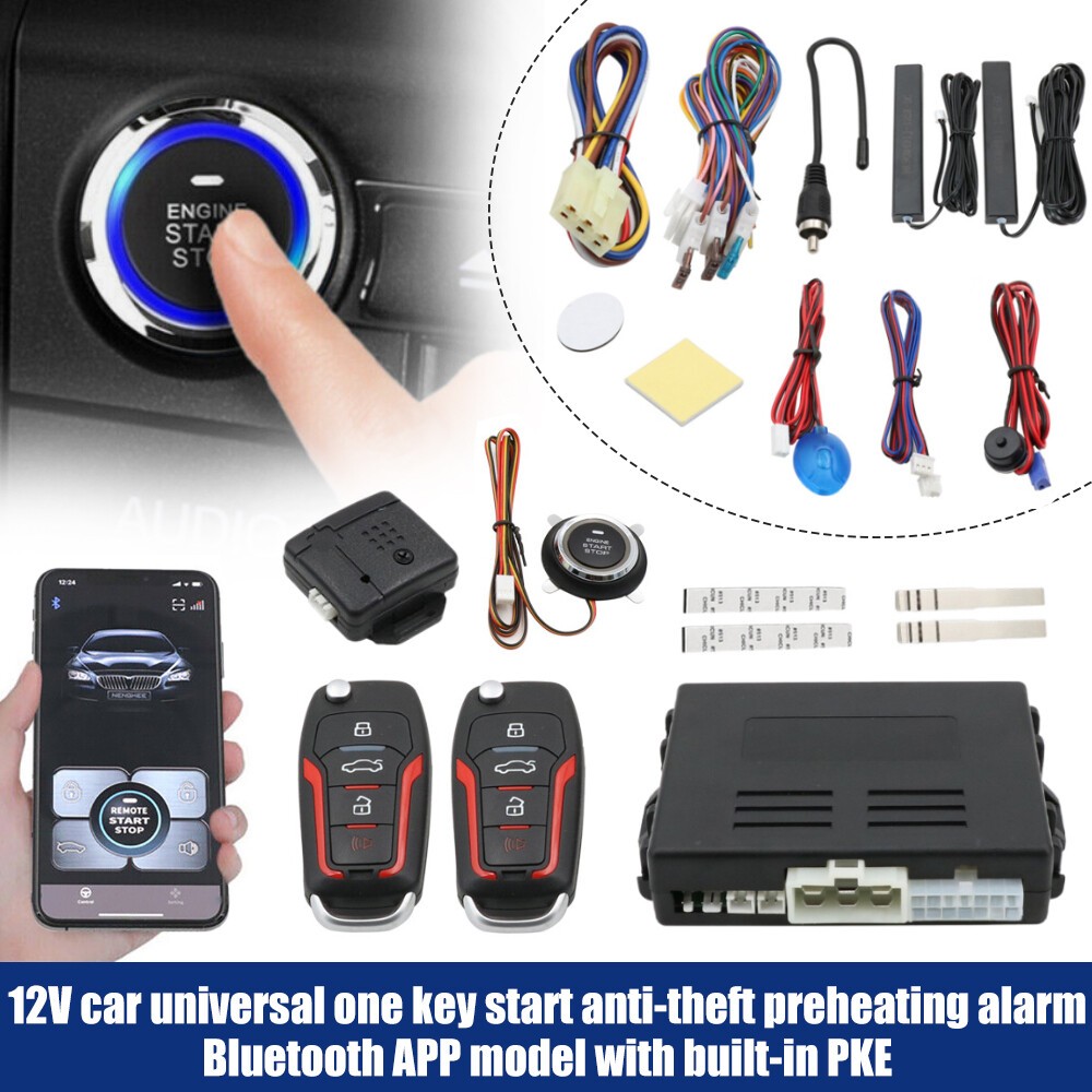 Car Smart Keyless Entry Engine Start Stop Alarm System Push Button Remote Auto