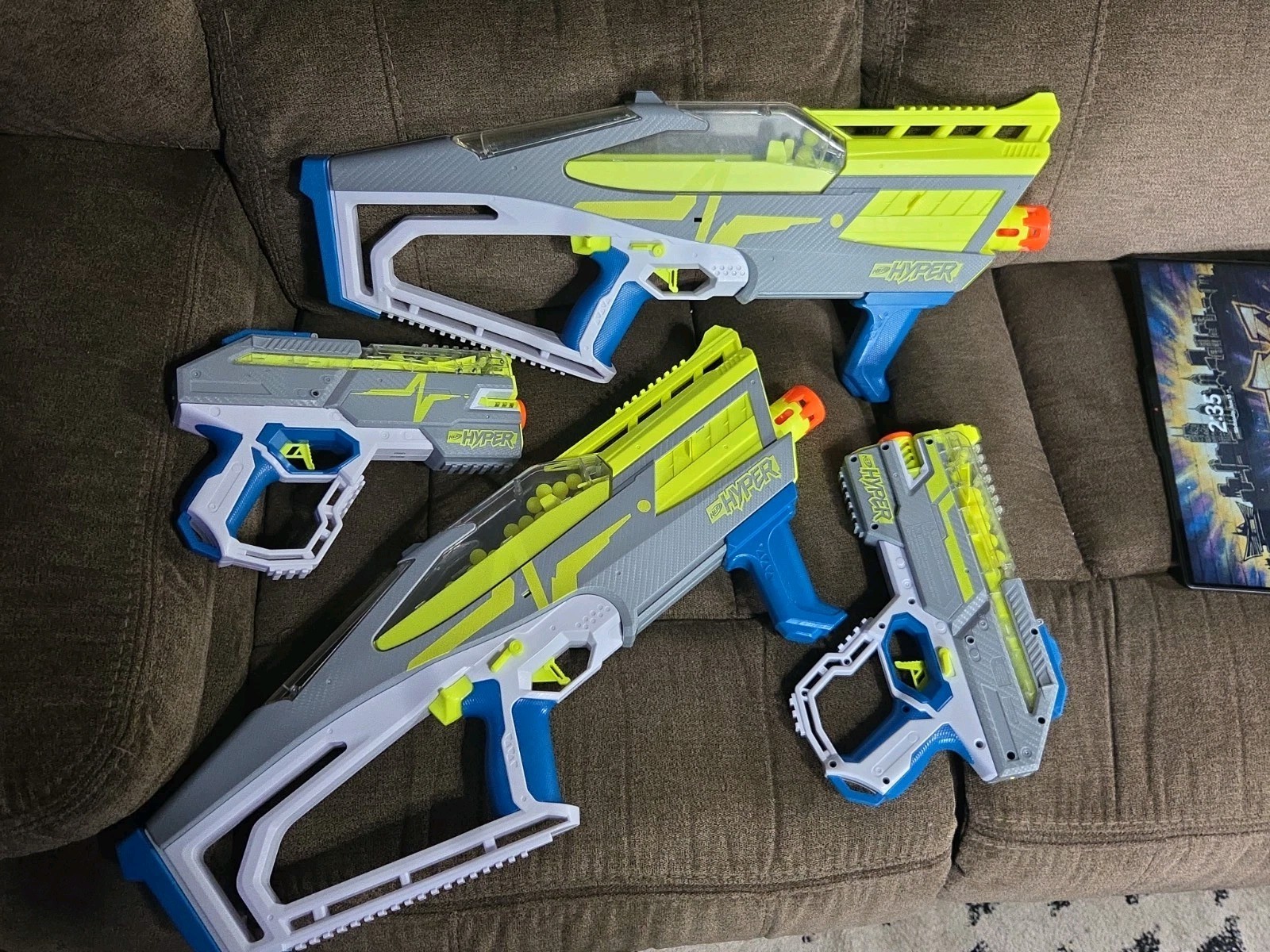 LOT OF (2) NERF HYPER EVOLVE-100 & (2)  NERF HYPER RUSH-40 BLASTERS