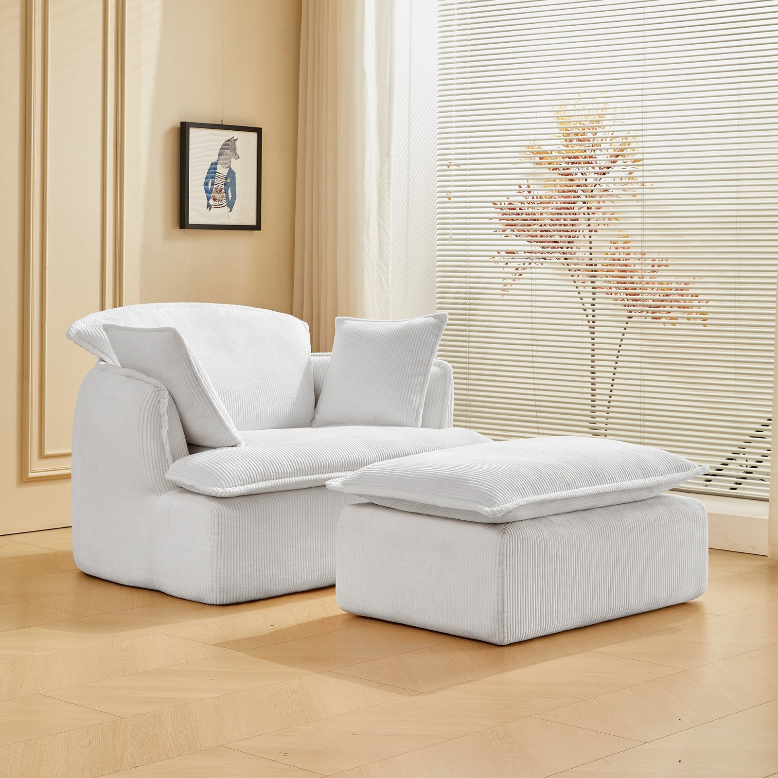 Corduroy non assembled convertible sofa chair, small space dormitory living room