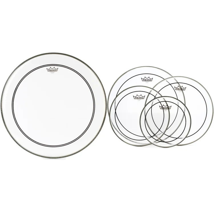 Remo Pinstripe Clear 5-piece Tom Drumhead Bundle w/ Powerstroke P3