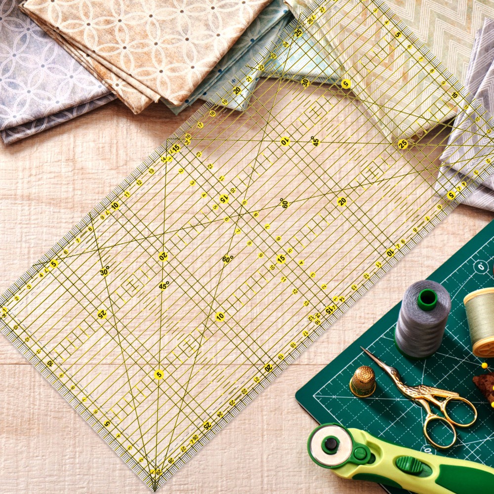 Patchwork Ruler for Quilting Projects with Non Slip Double Color Grid Lines