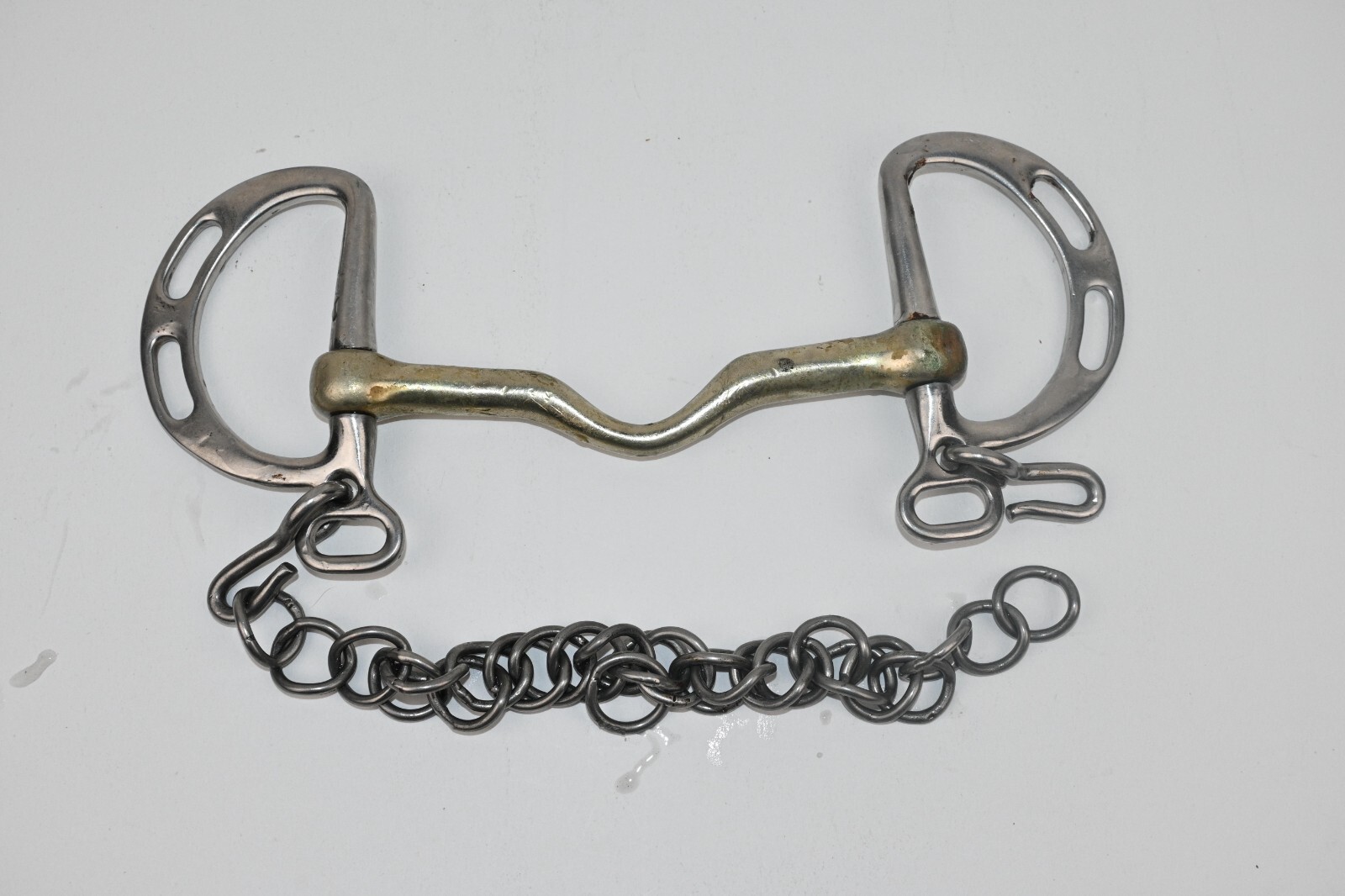 Kimberwick 5" Horse Bit Stainless Steel with Low port mouth & chin chain 5 1/2"
