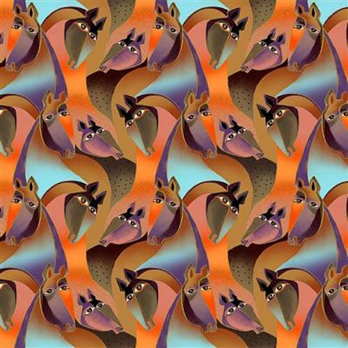 Laurel Burch ***FIESTA HORSES*** Brown Metallic - Y3408-15M
