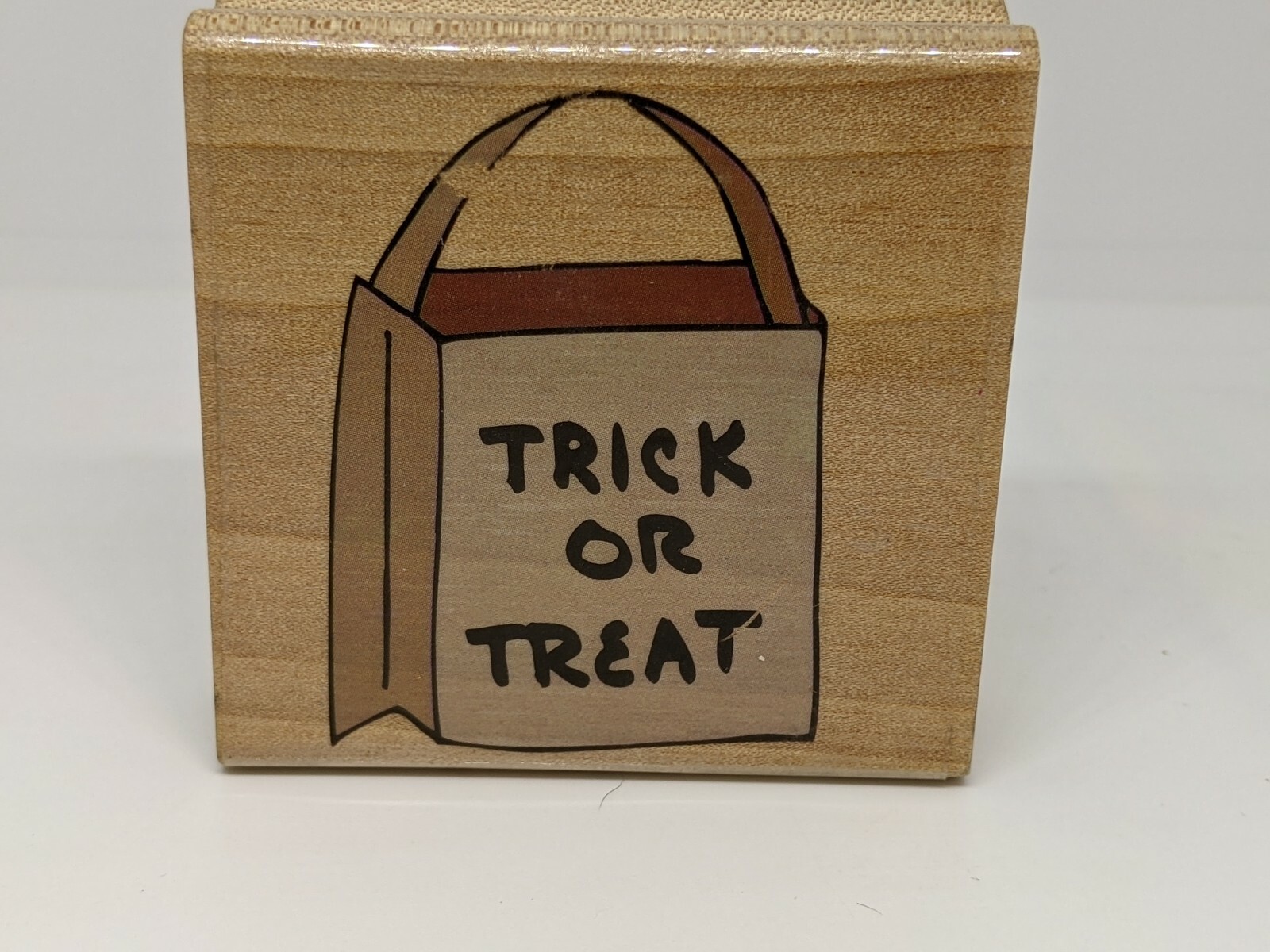 Halloween Trick or Tread Bag  - Wood / Rubber Stamp  by CMC 2.25 x 2.25