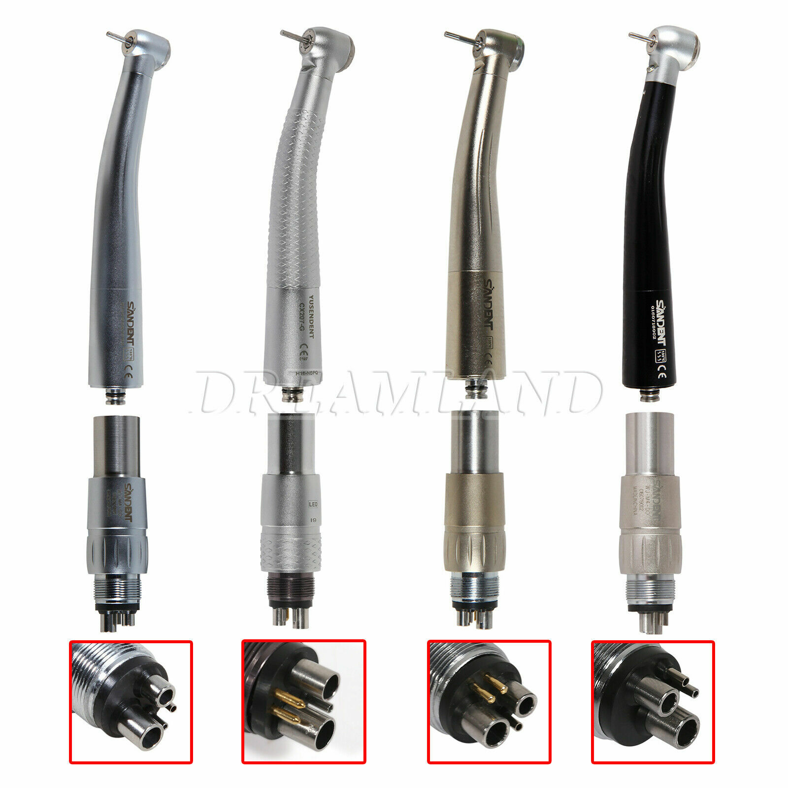 NSK Style Dental High Speed/E-generator LED/Fiber Optic Handpiece 4/6H Coupler