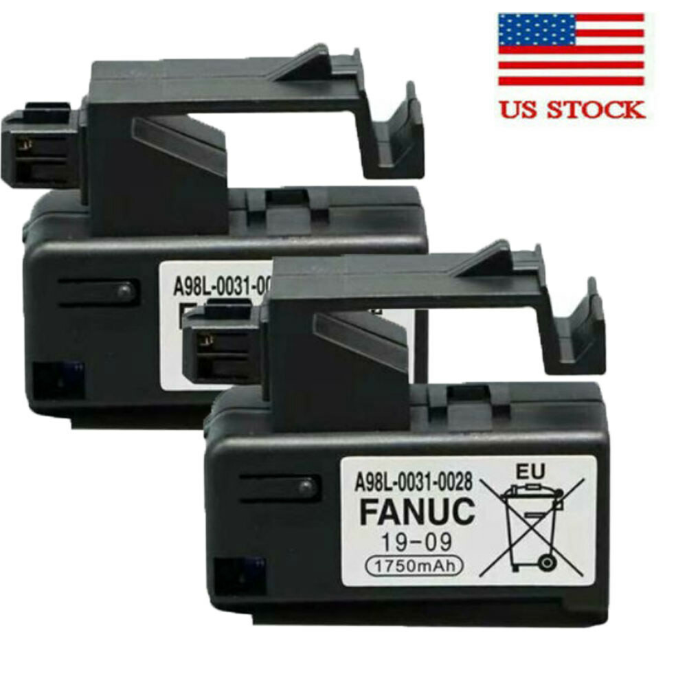 2x FANUC A98L-0031-0028, A02B-0323-K102 Battery 1750mAh 3V Li Battery US SHIP
