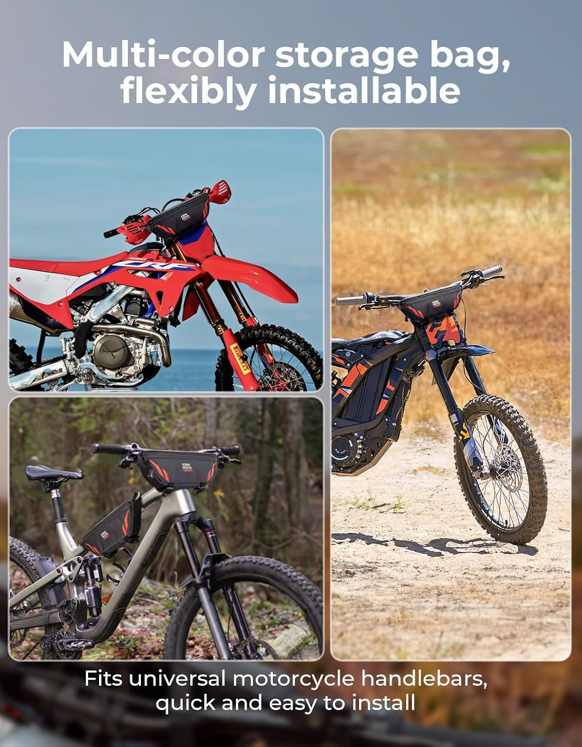 Motorcycle Handlebar Bag Universal Waterproof Front Storage Bag Bicycle Handleba