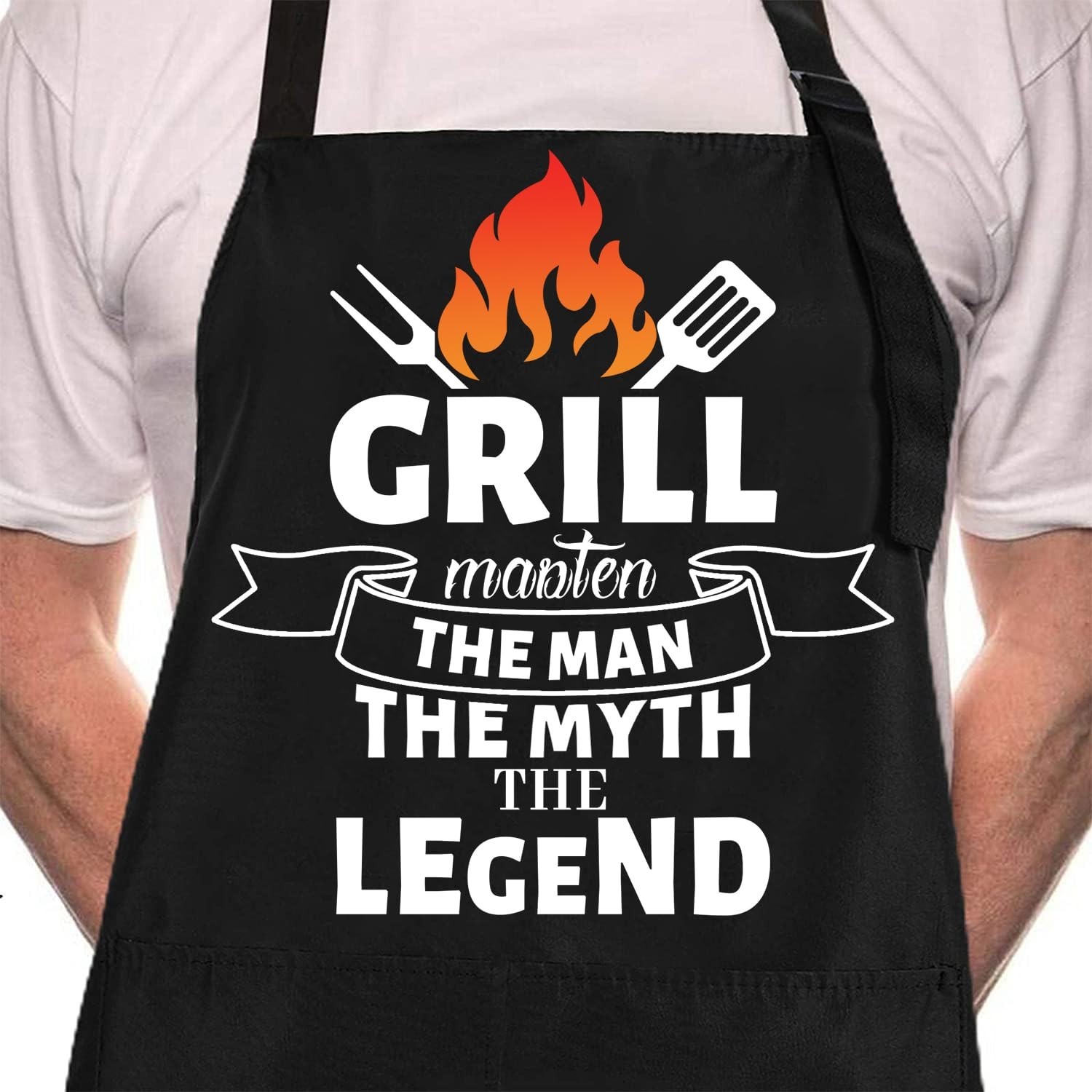 Funny Black Chef Aprons for Men Adjustable BBQ Grill Kitchen Cooking Aprons w...
