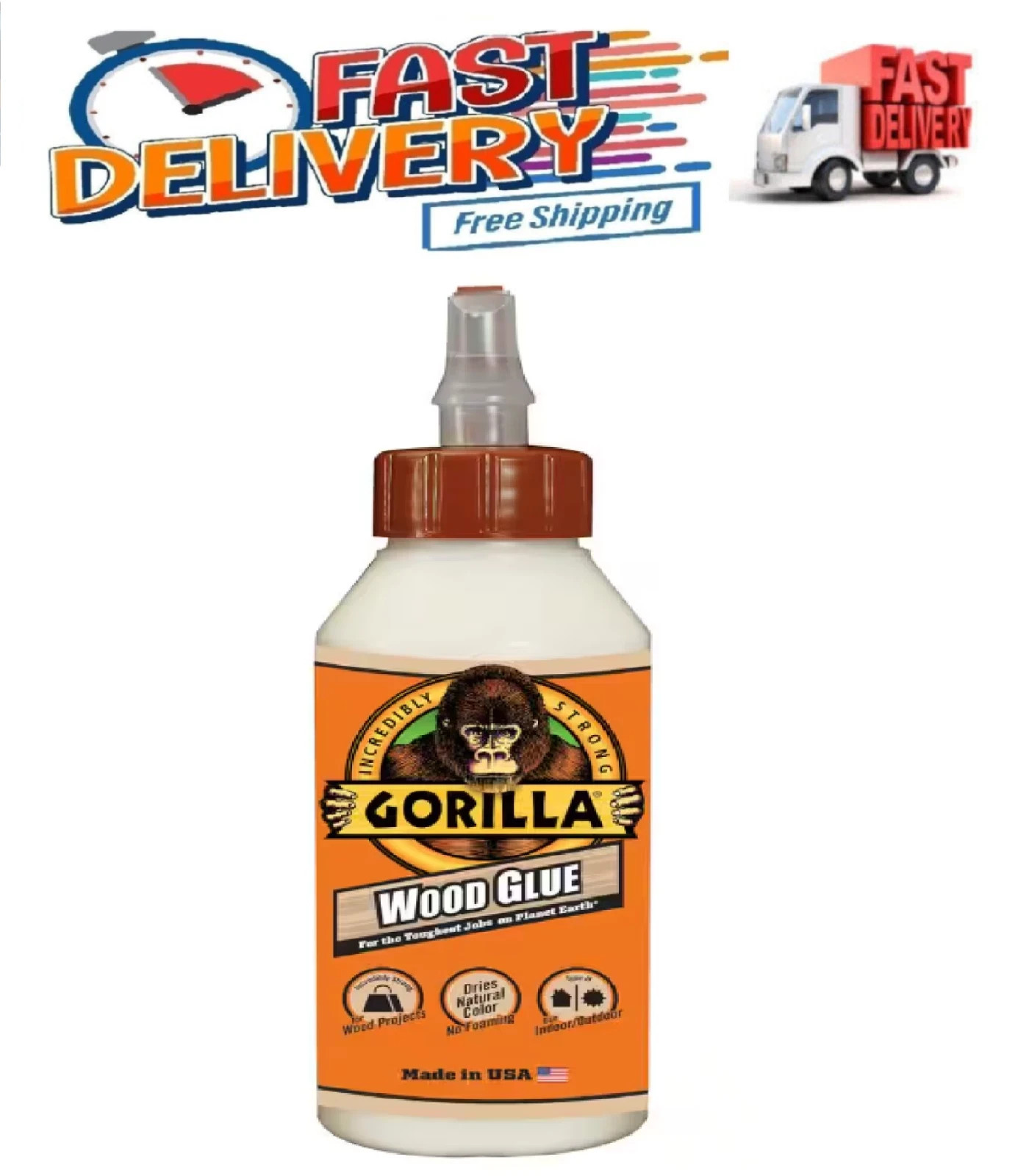 Gorilla Glue Natural Color Wood Glue, 8 Ounce Bottle, FREE SHIPPING