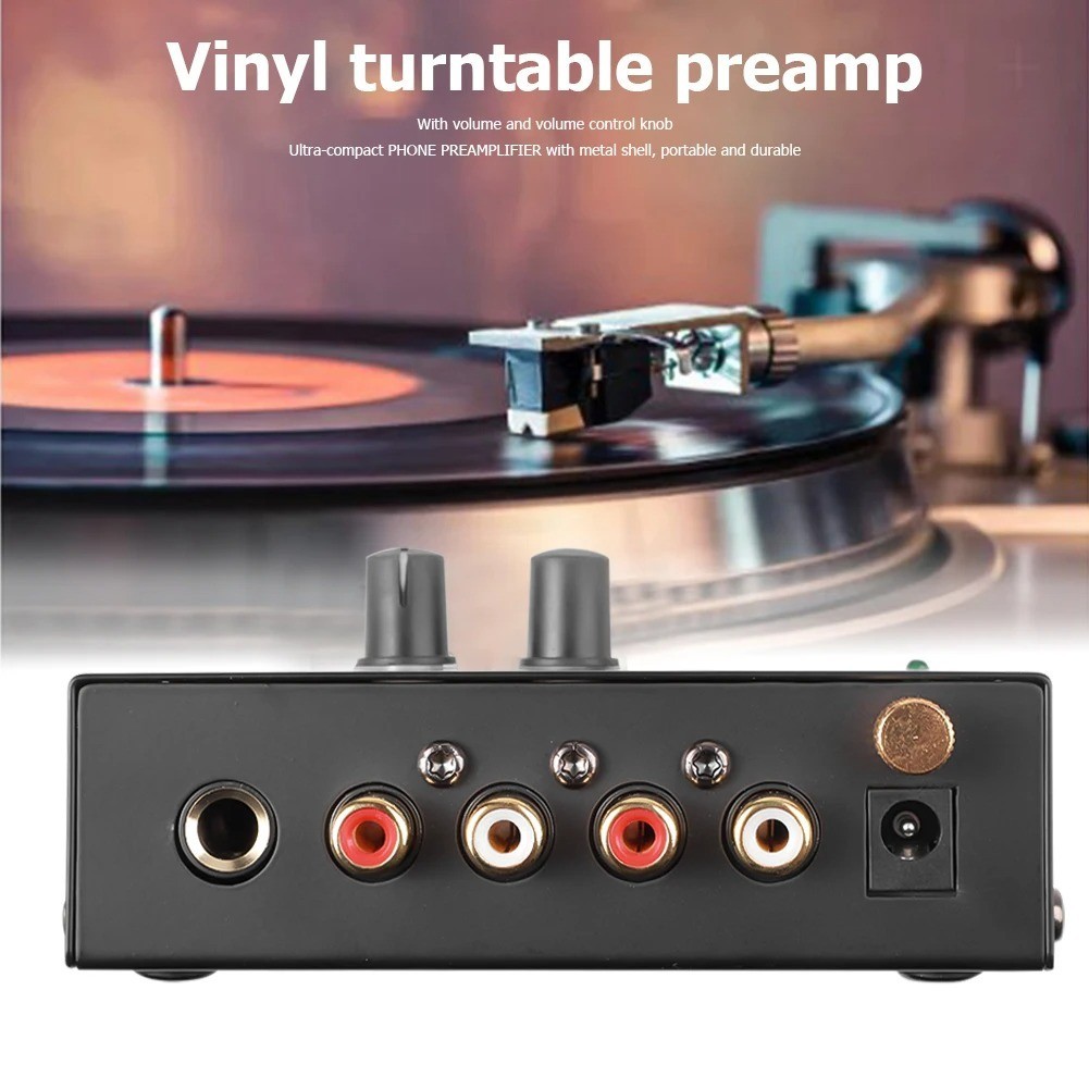 Pyle Phono Turntable Preamp Mini Electronic Audio Stereo Phonograph Preamplifier