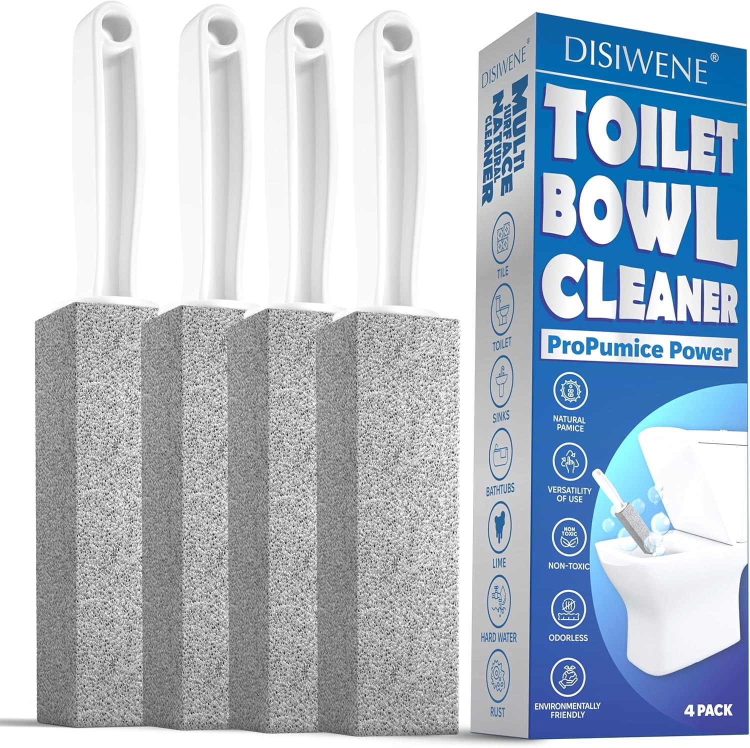 DISIWENE Pumice Cleaning Stone with Handle Toilet Bowl Cleaner Hard Water Ring R