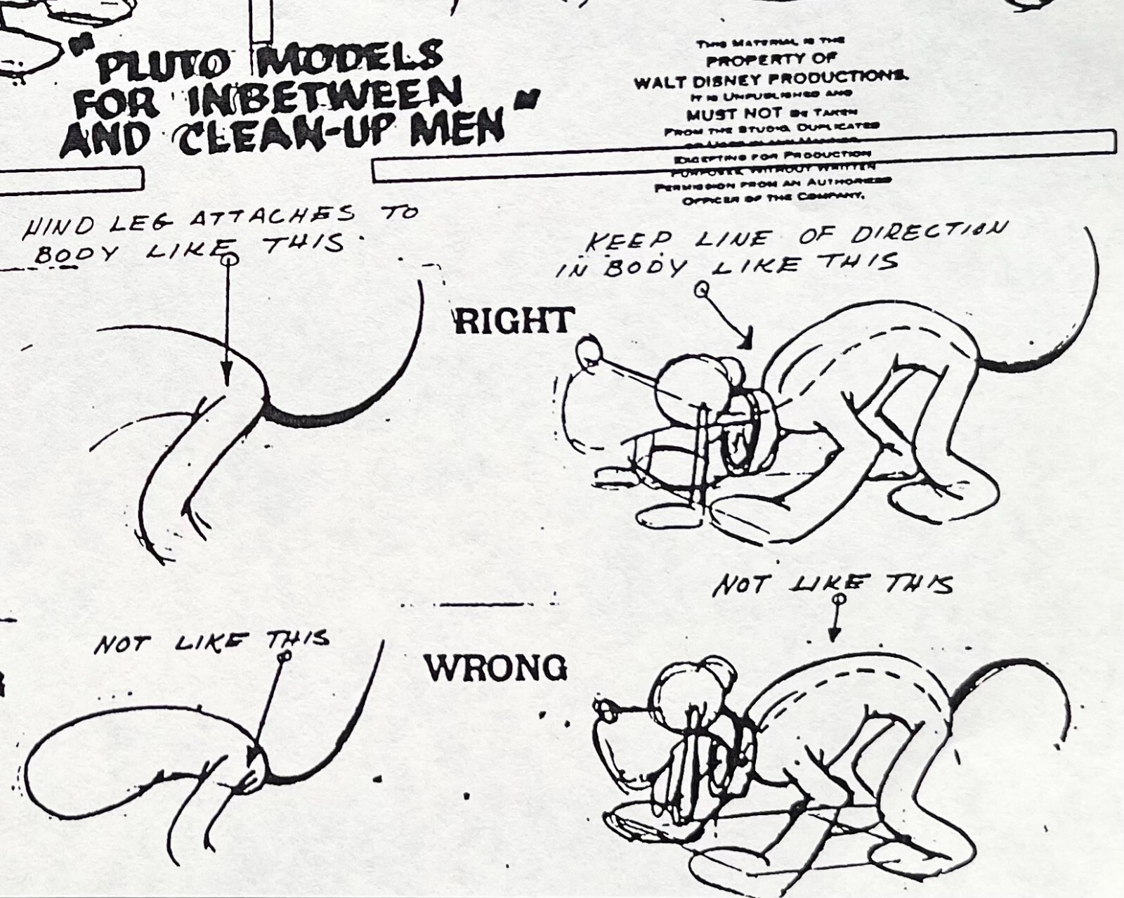 PLUTO Disney ANIMATION Model Sheet PHOTOCOPY FOR "IN BETWEEN AND CLEANUP MEN" 2