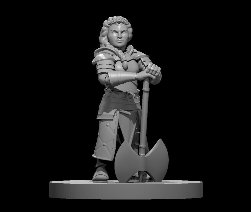 Dwarf Female Paladin Fighter Adventurer 28mm Scale DND D&D Tabletop Mini
