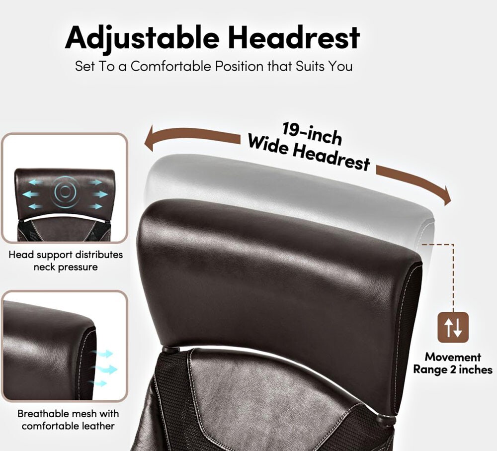 EXECUTIVE OFFICE LEATHER CHAIR HIGH BACK ERGONOMIC ADJUSTABLE HEADREST 5 WHEELS