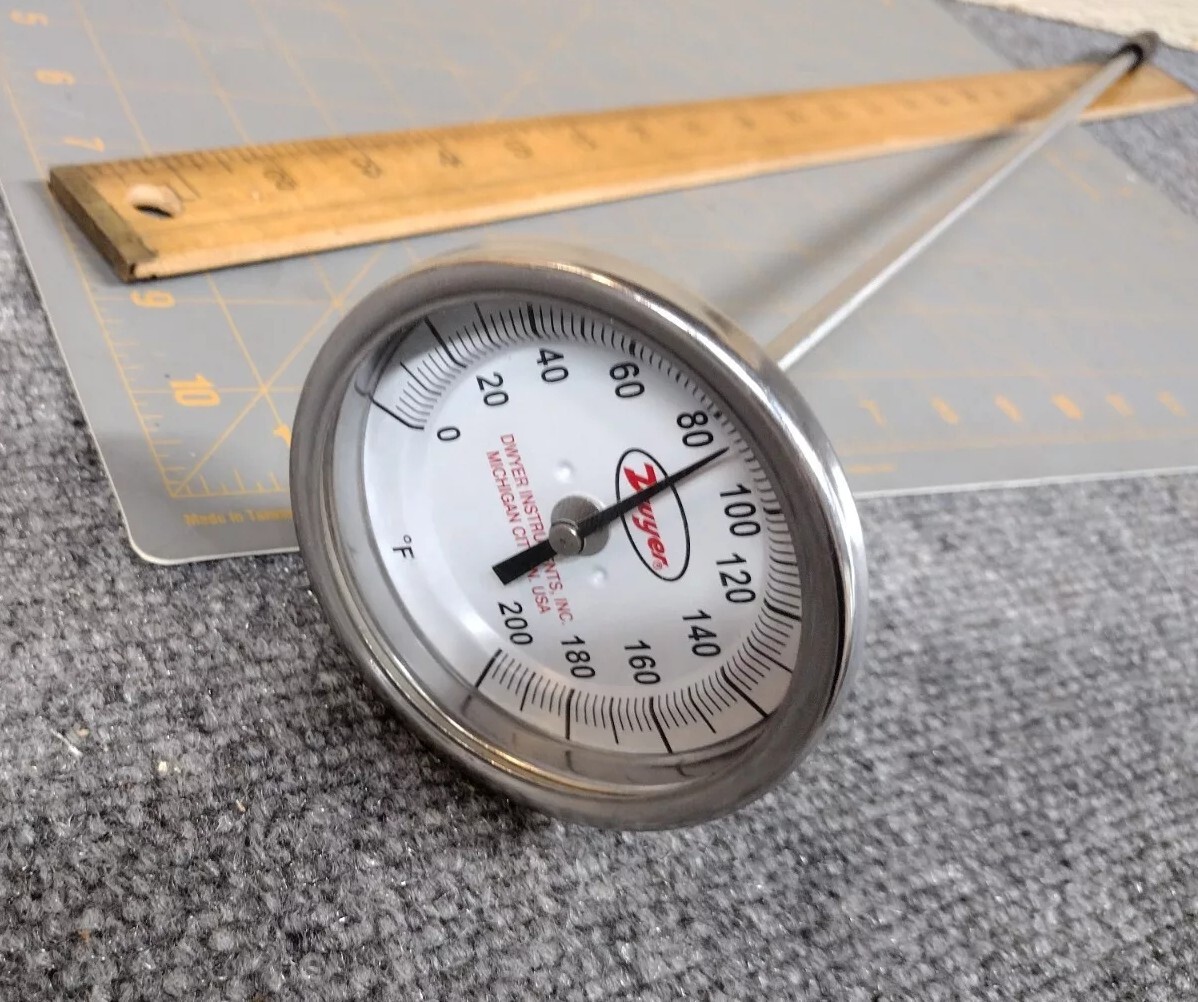 Thermometer Dwyer Industrial Bimetal long reach dial 124600-05 12460 24" stem OS