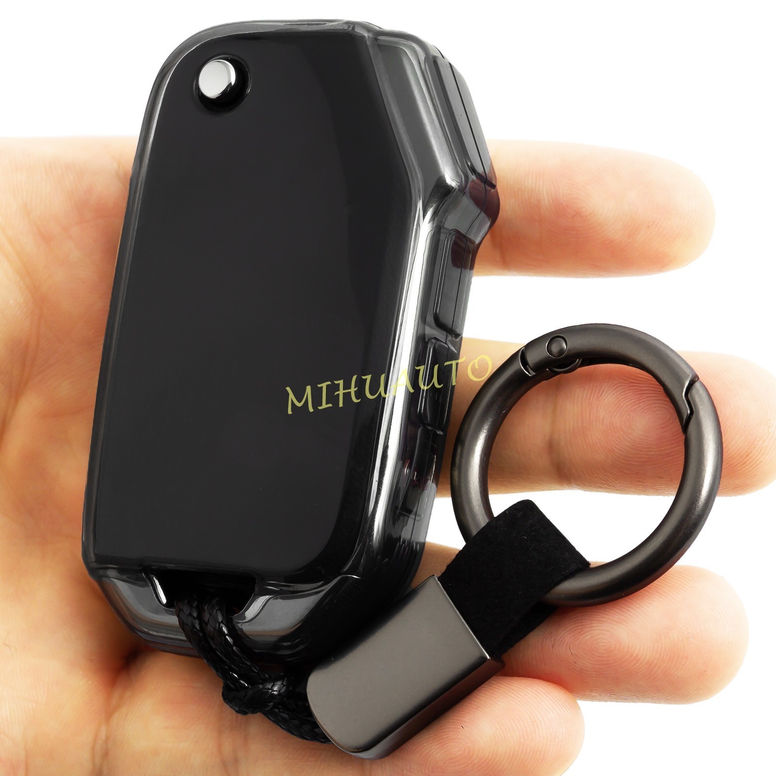 Transparent Black Car Flip Key Fob Chain Cover Case For Kia Sportage Forte LX K3
