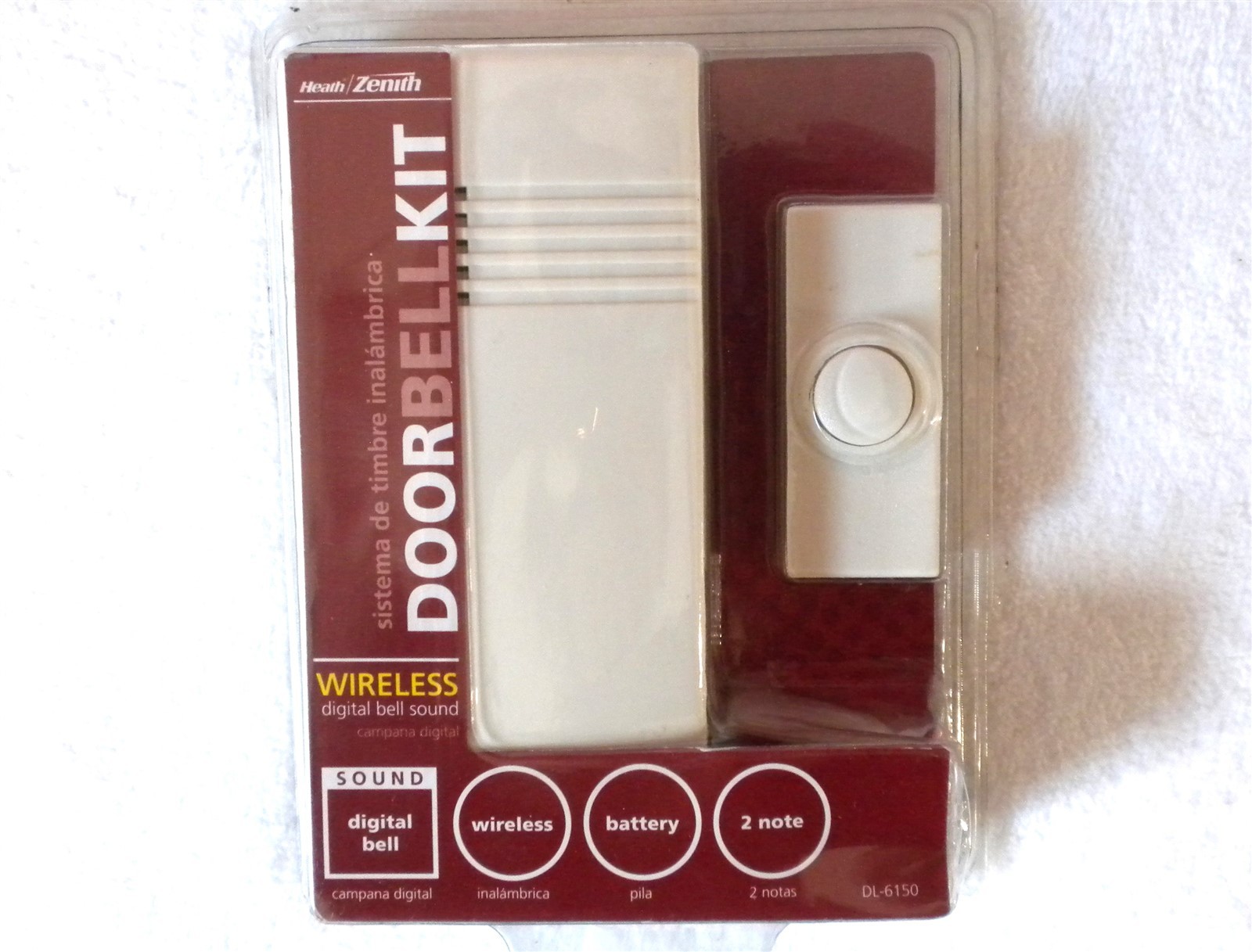 ZENITH WIRELESS DIGITAL 2 NOTE DOORBELL KIT WITH BUTTON OFF WHITE NEW IN PACKAGE