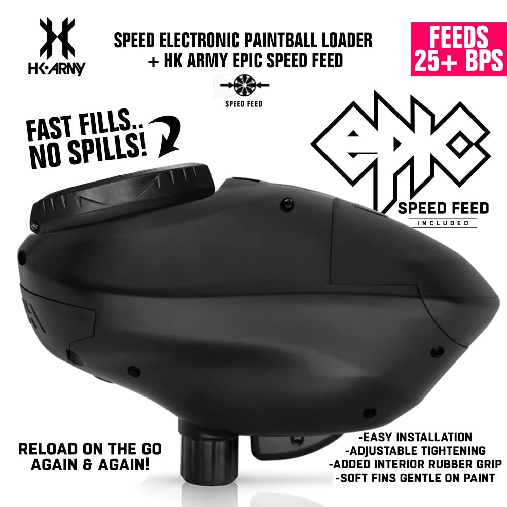 HK Army Speed Electronic Paintball Loader with Epic Speed Feed Combo 25 BPS
