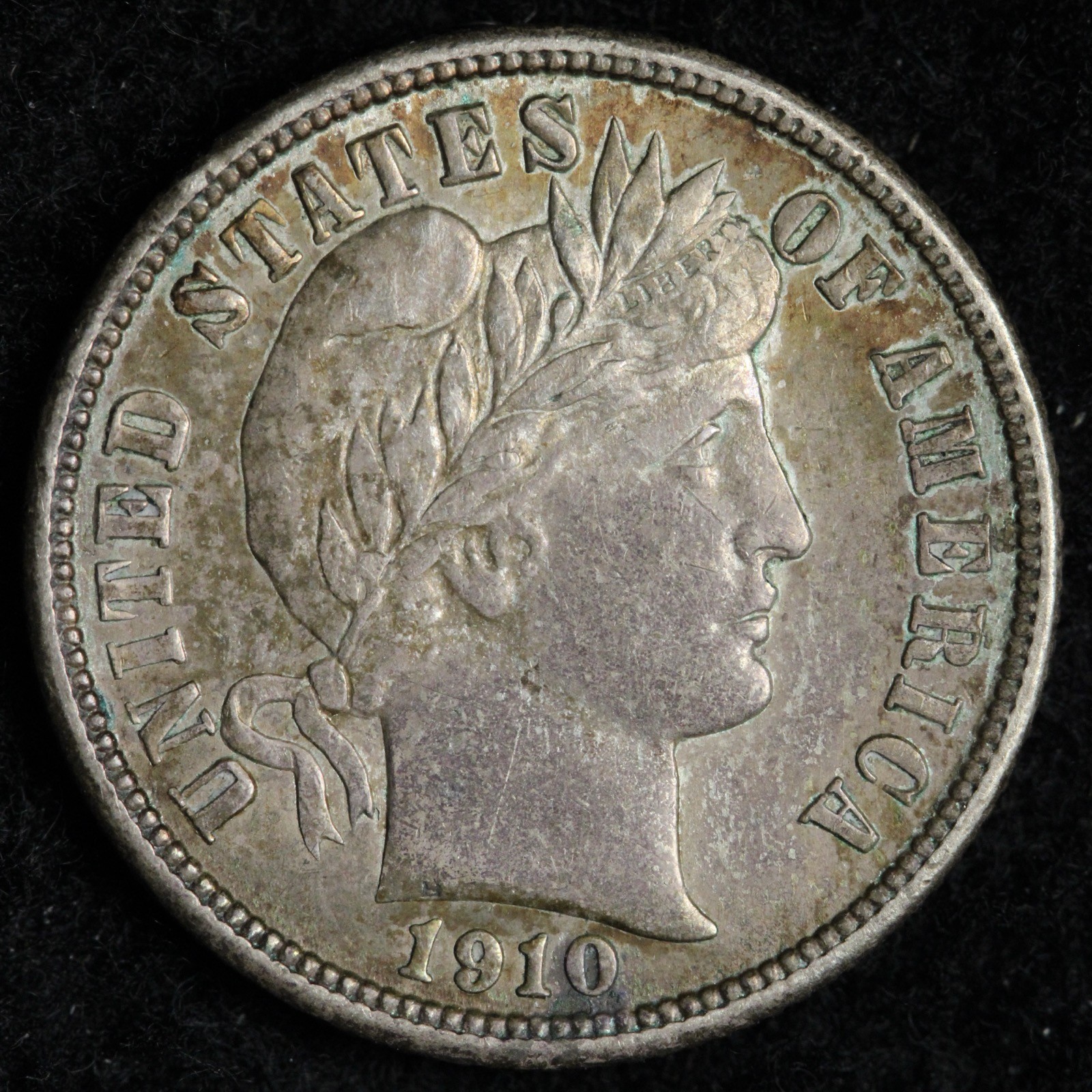 1910-D Barber Silver Dime AU+/UNC E357 TUBA