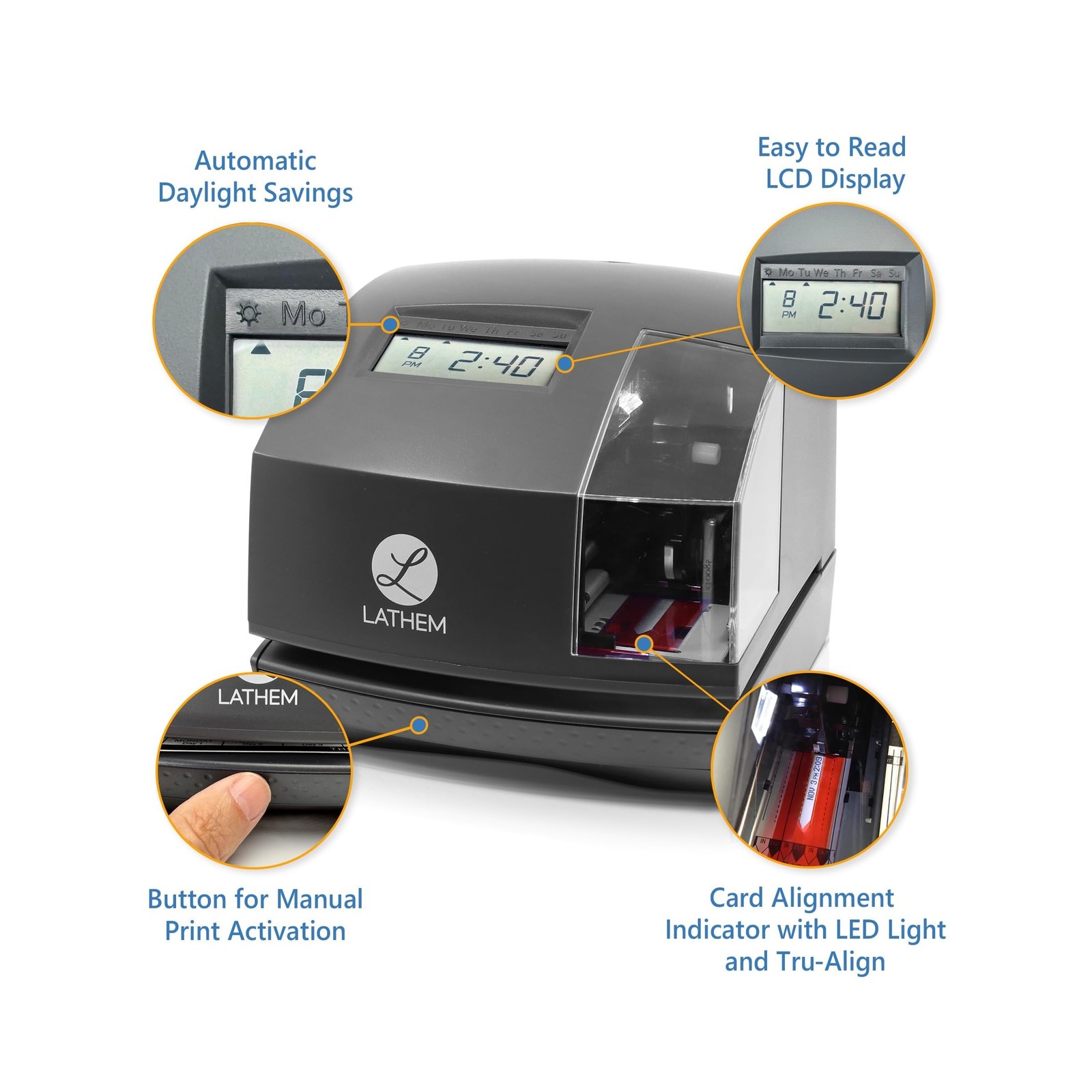 Lathem 1600e Time Clock Punch Machine & Document Stamp, Time Keeping System w...