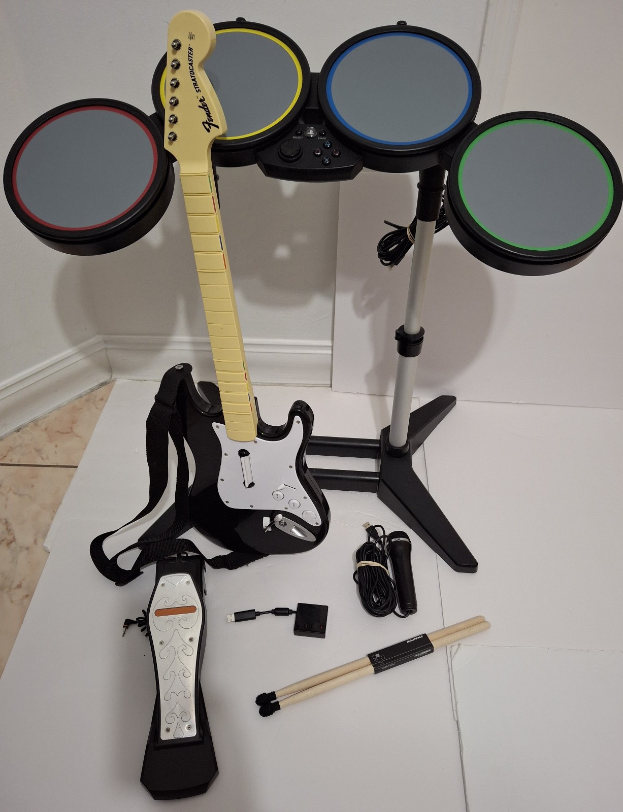 Playstation 3 4 5 Rock Band 4 Drums Guitar Dongles Complete Band BUNDLE PS4 PS5
