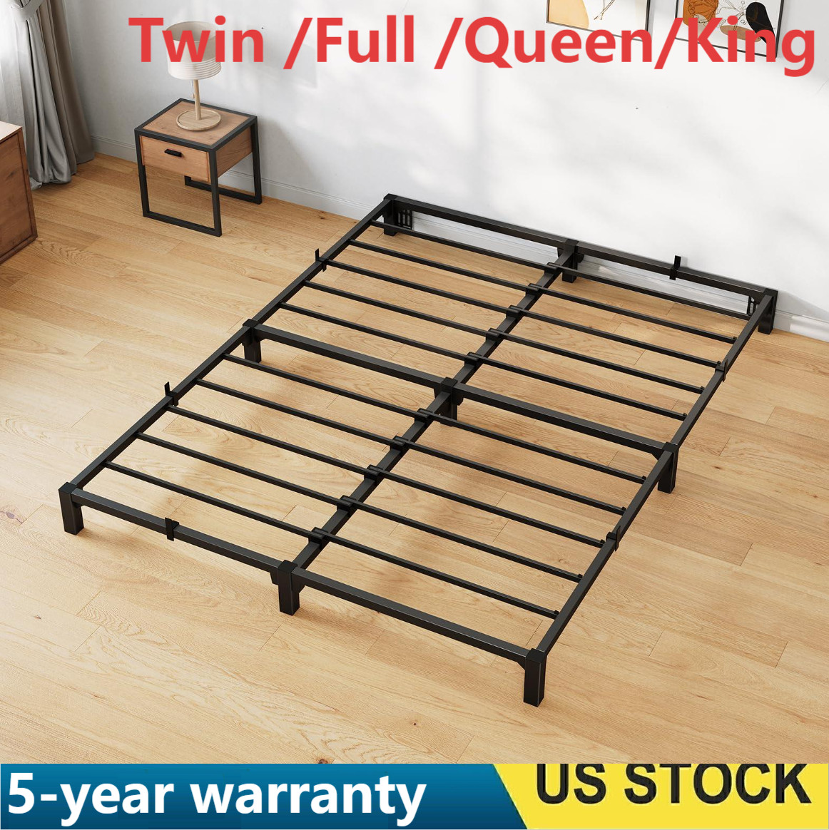 Metal Bed Frame Twin Full Queen King Size 6 inch Heavy Duty Platform Bed Frames