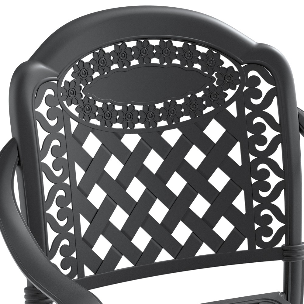 3-Pcs Patio Dining Set w/ Red Cushions, Aluminum Rust Resistant Outdoor