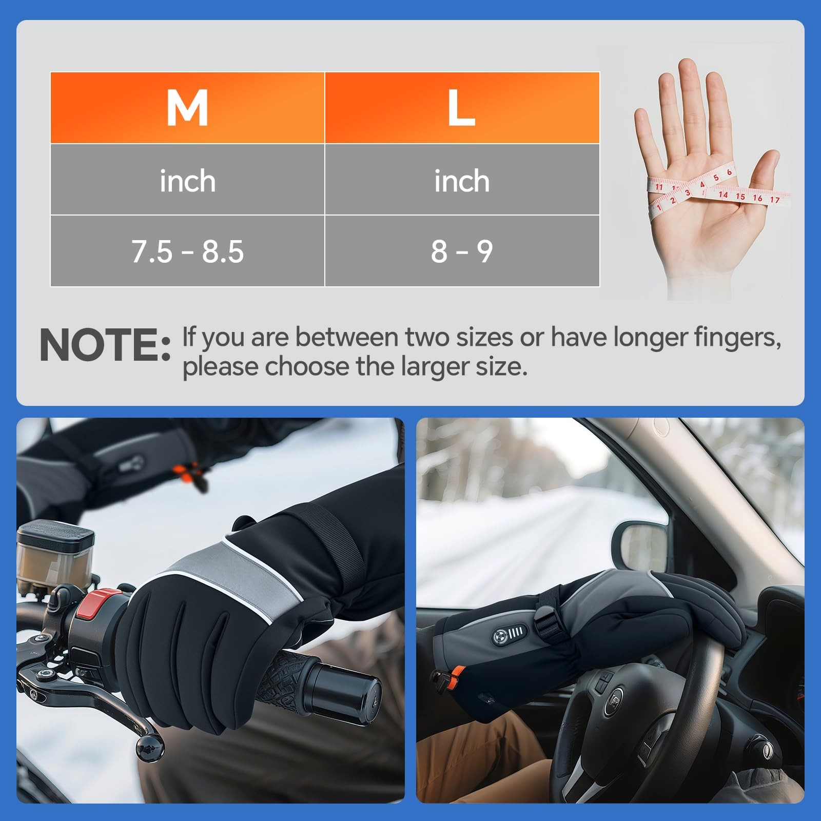 Rechargeable Heated Gloves for Men Women 7.4V Battery Heated Ski Gloves with...