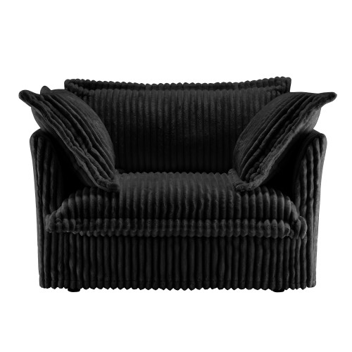 Slip-covered Armchair with 1 Big Back Cushion and 2 Big Toss Pillows Corduroy