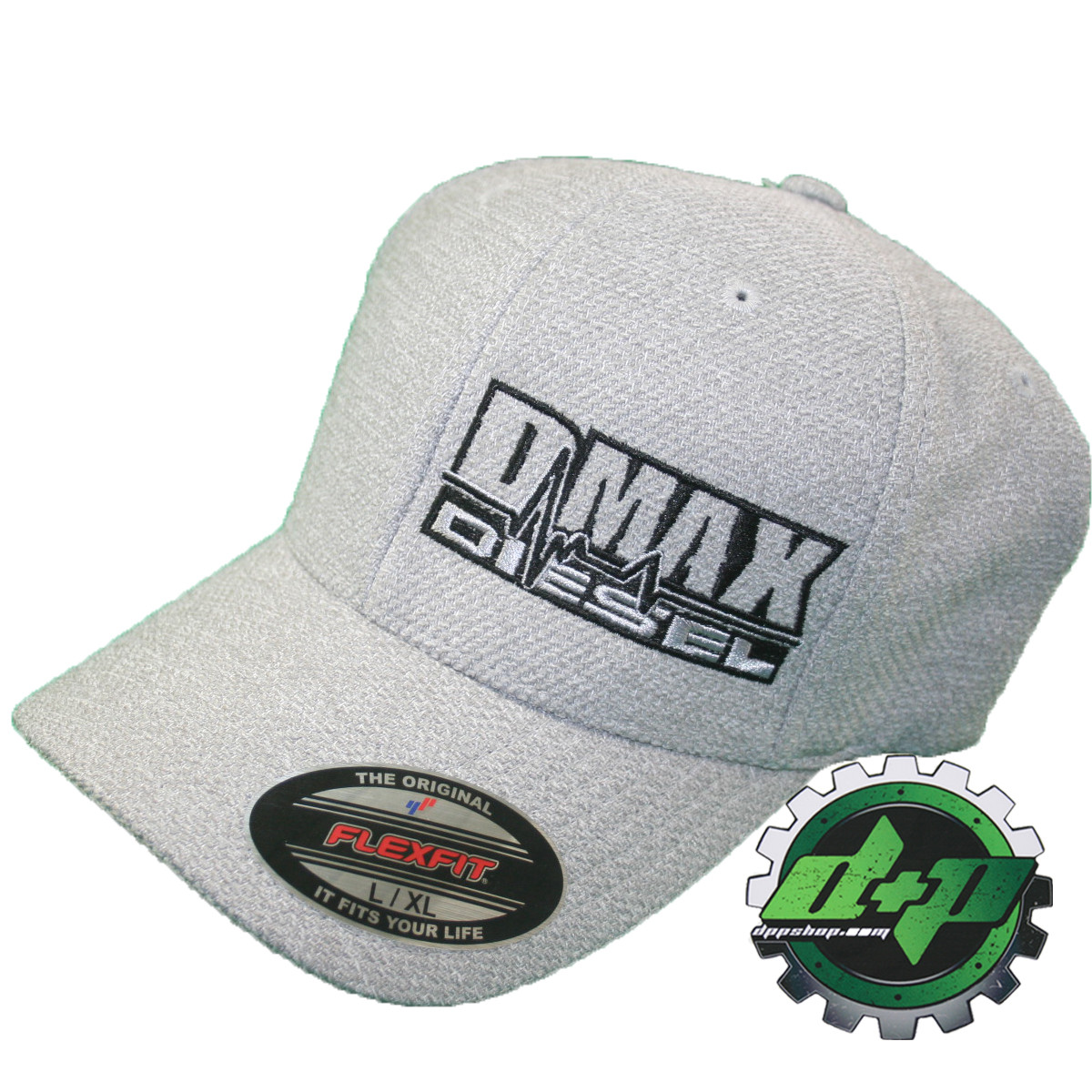L/XL DMAX Diesel Flexfit fitted flex fit trucker ball cap hat Chevy Duramax gray
