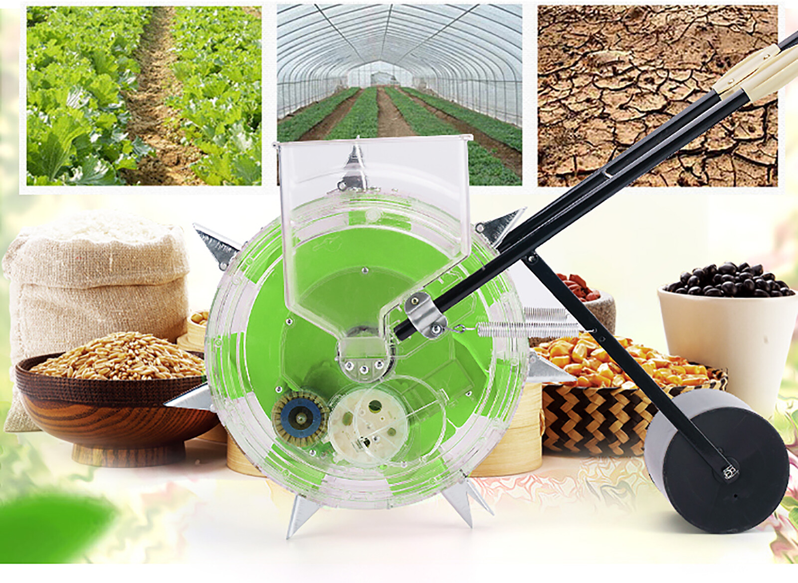 Hand-push Roller Seeder Peanut Corn Fertilizer Applicator Manual Seeding Tool US