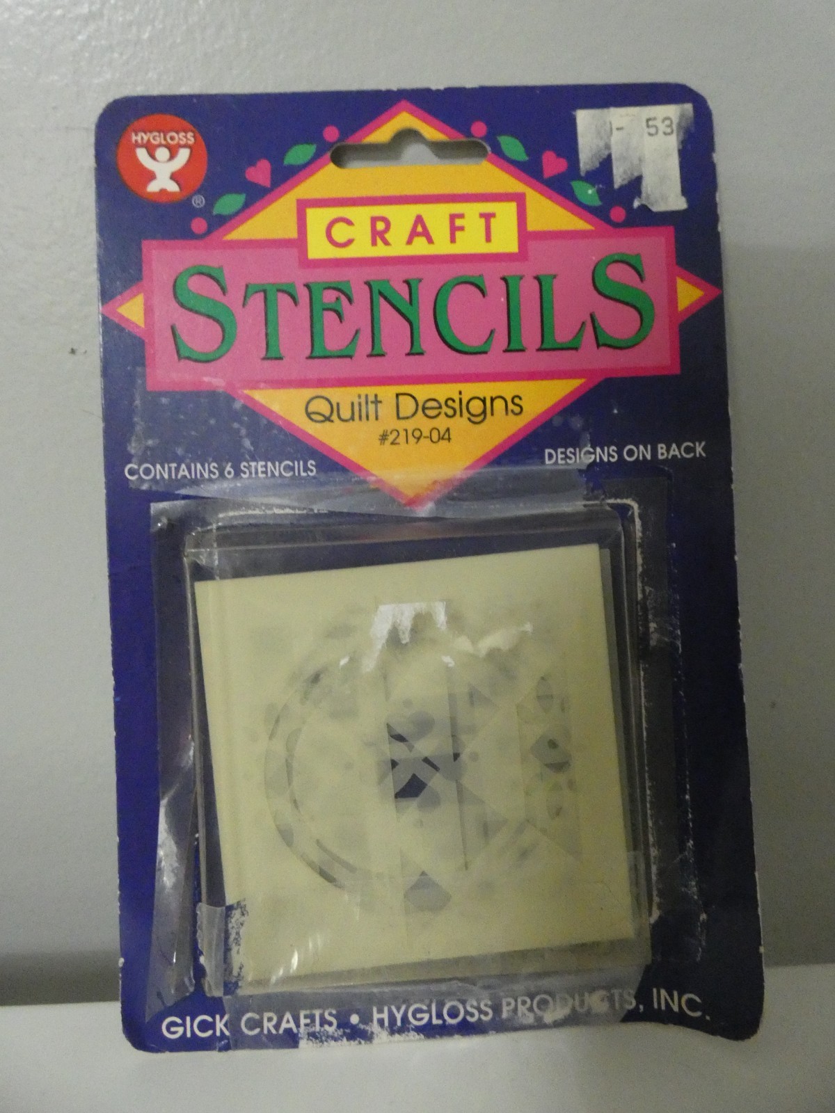 VTG 2000 Gick Crafts Hygloss Quilt Stencils New Pack of 6 #219-04 Square 2.5"