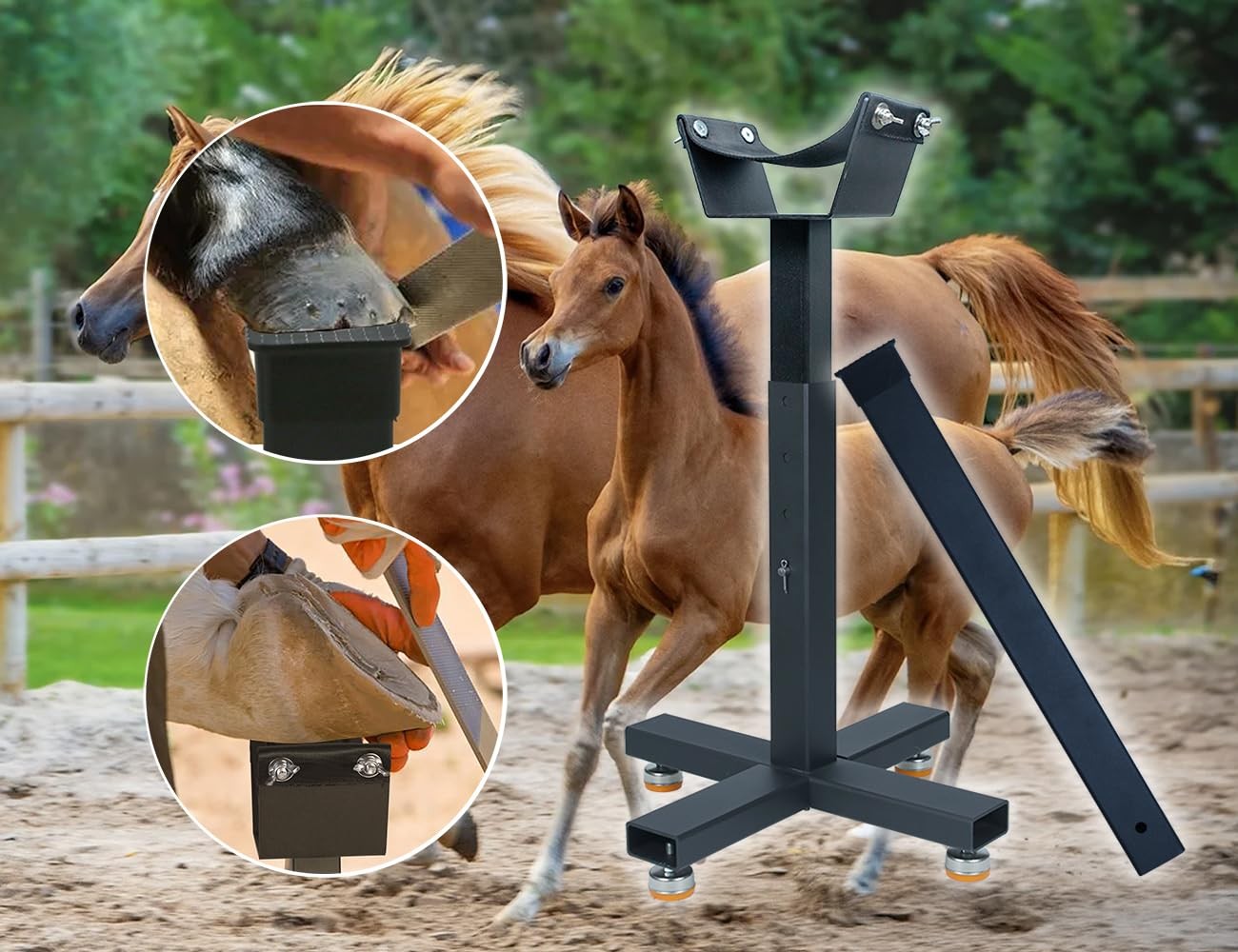 Blacksmith Farrier Horse Hoof Stand Metal Hoof Stand with Adjustable Height H...