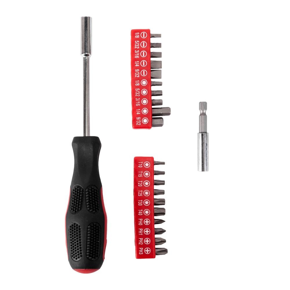 New 39 PCS Red Tool Set General Household Hand Tool Kit with Plastic Toolbox