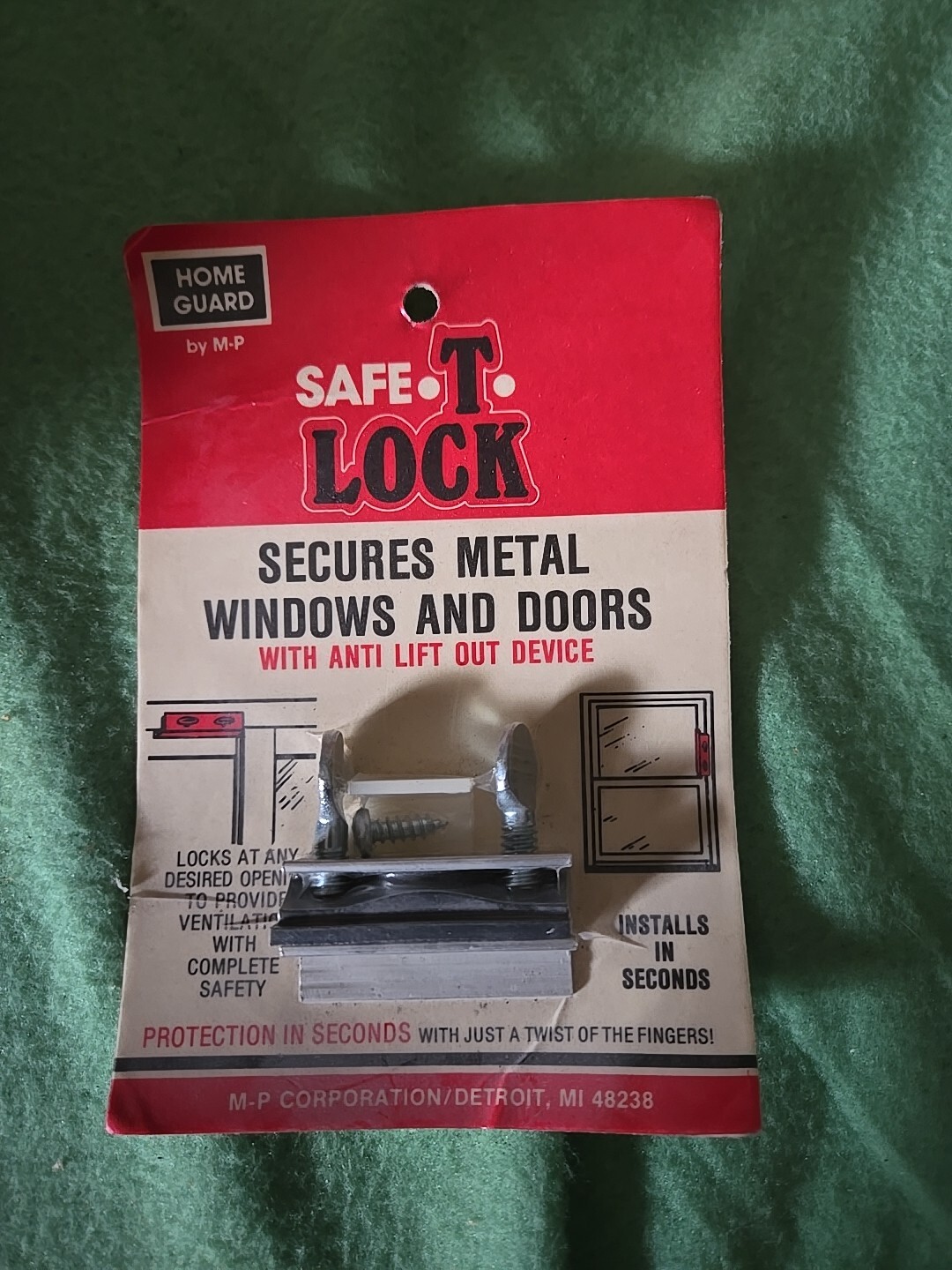 VINTAGE Safe T Lock Aluminum Sliding Windows Patio Doors Window Lock Detroit MI