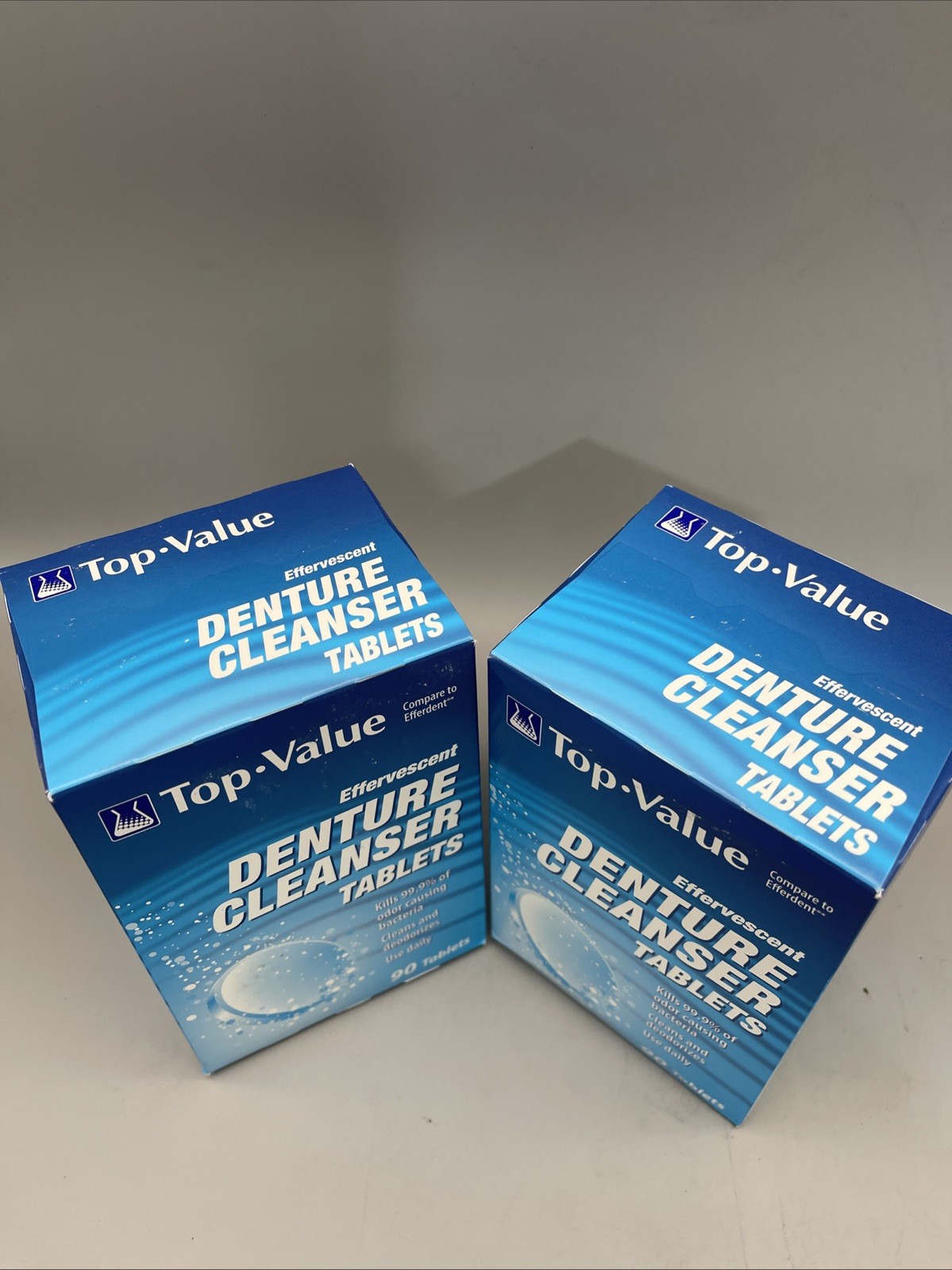 2 Pack Top-Value Effervescent Denture Cleanser Tablets - 90 Tablet Each
