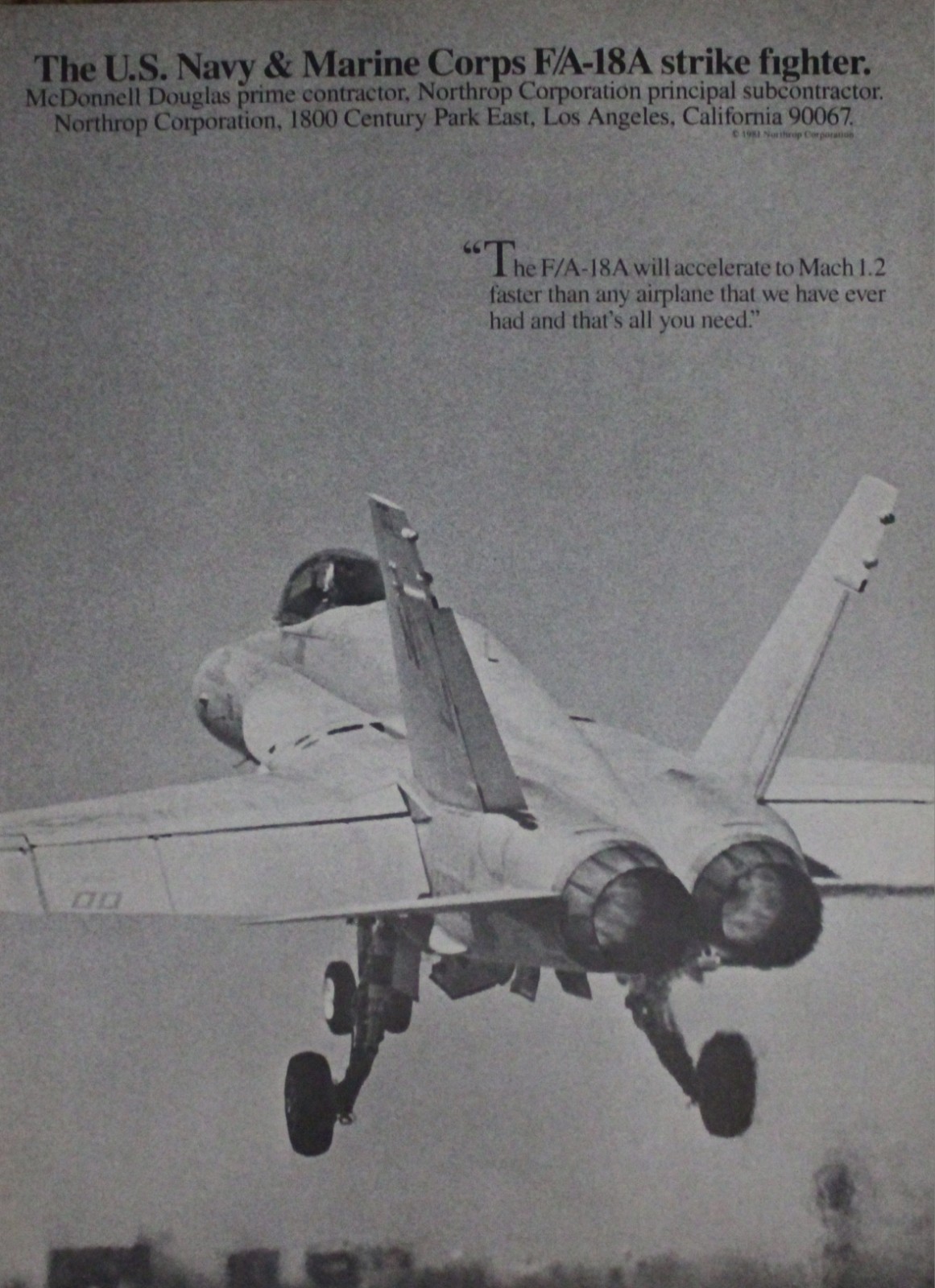 F-18 F 18 Fighter Picture Magazine Ad Vintage Aviation Wall Art Display