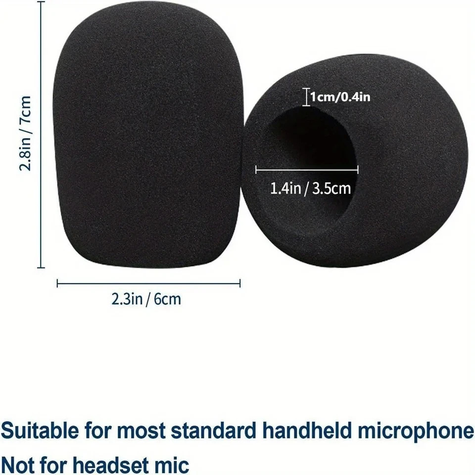 6x Microphone Handheld Grill Windscreen Filter Sponge Foam Mic Cover Black