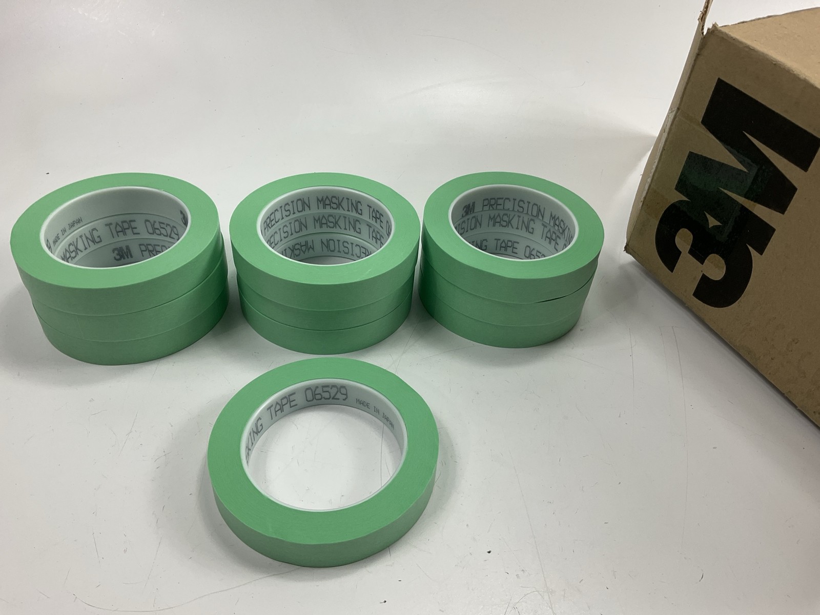 10 Rolls - 3M 06529 Precision Green Masking Tape, 3/4 Inch X 60 Yards Each Roll