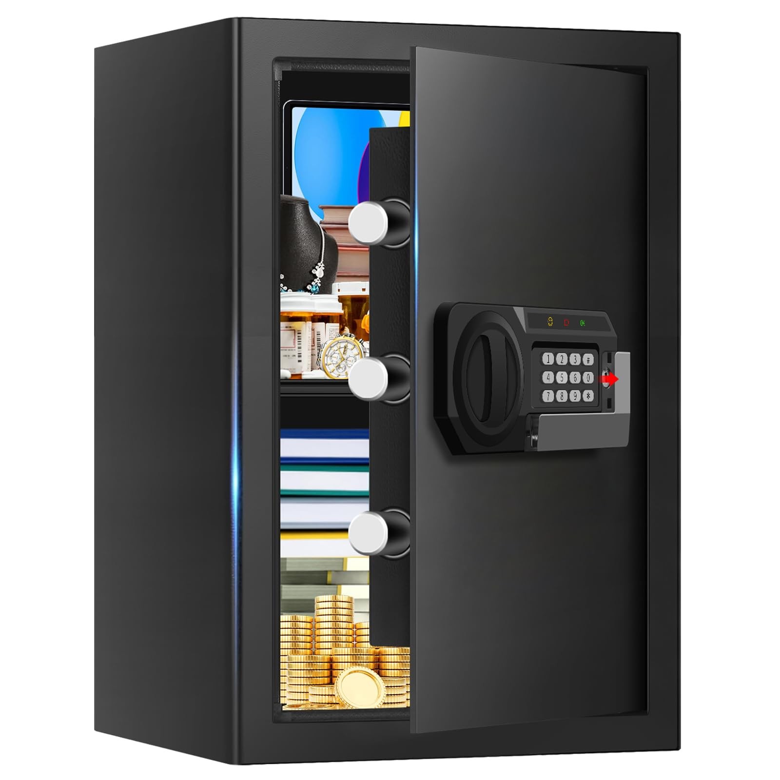3.3 Cuft Large Home Safes Water and Fireproof, Anti-theft Floor Safe for Home...