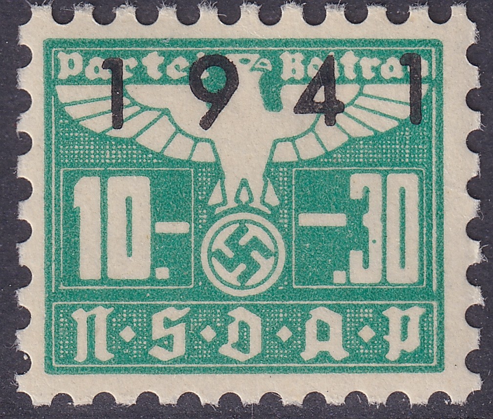 Stamp Germany Revenue Parteitag WWII 1941 3rd Reich War Era Party Due 10.30 MNH